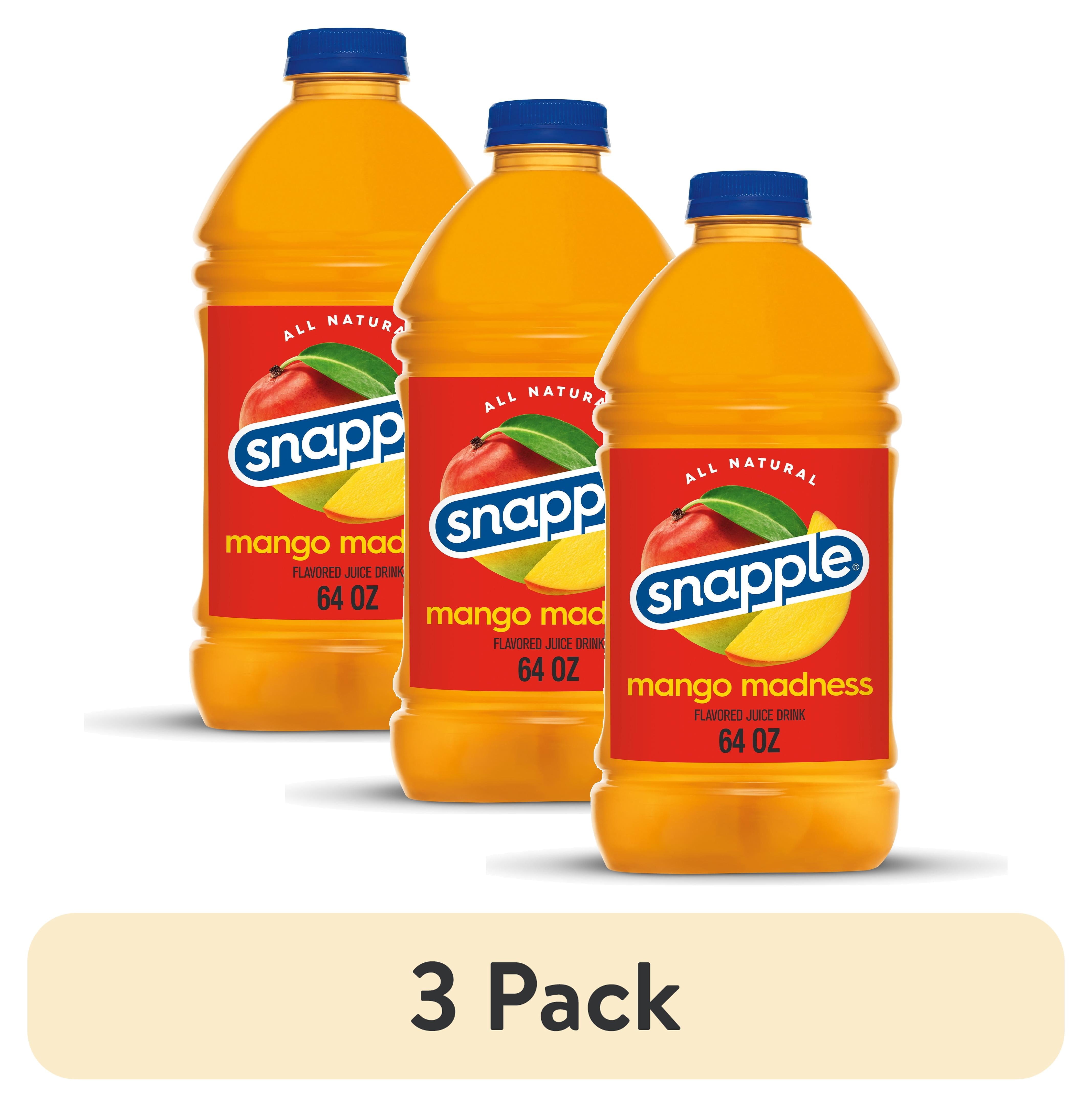 (3 pack) Snapple Mango Madness Juice Drink, 64 fl oz, Bottle