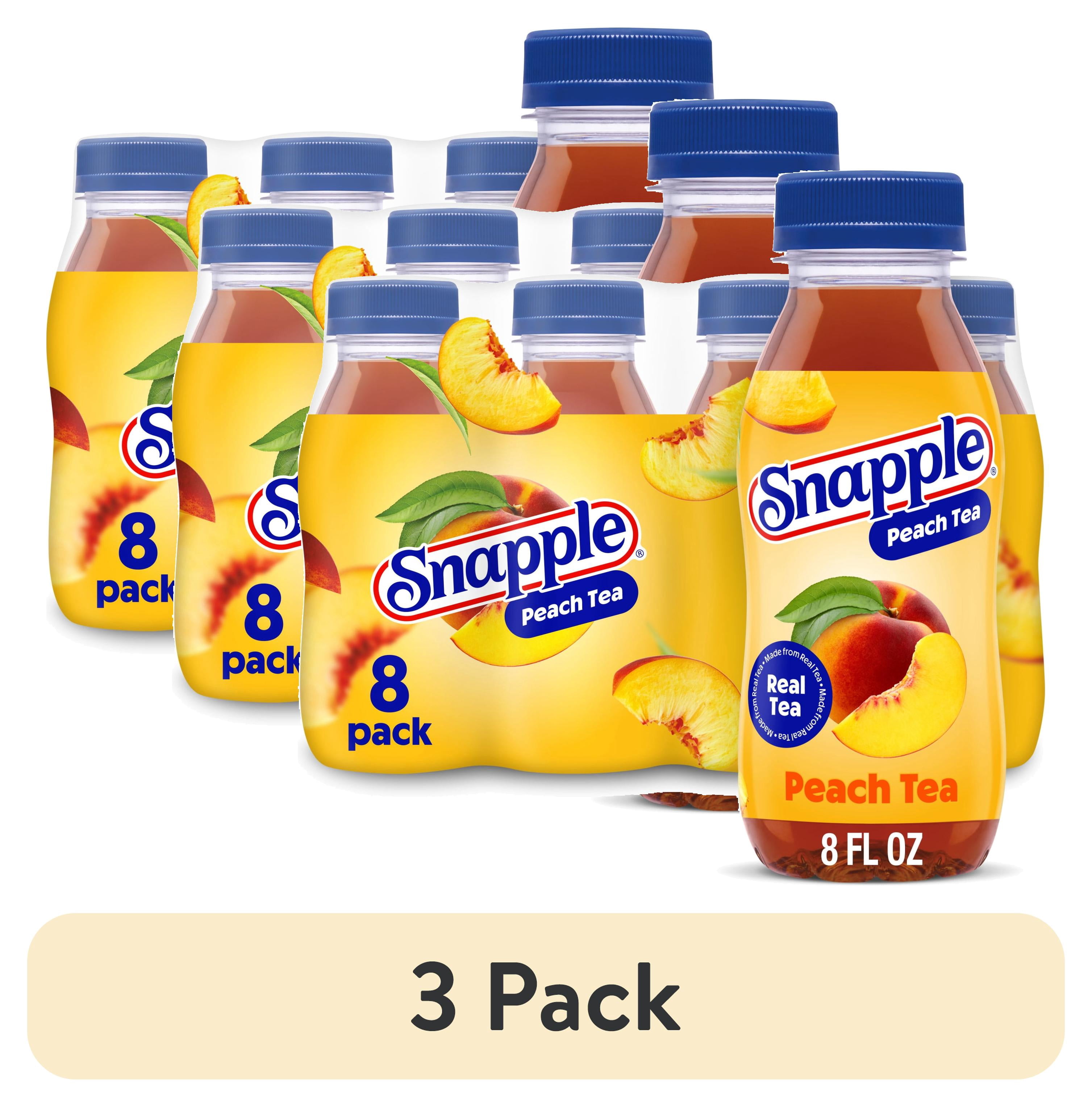 (3 pack) Snapple Natural Peach, Bottled Tea Drink, 8 fl oz, 8 Mini Bottles