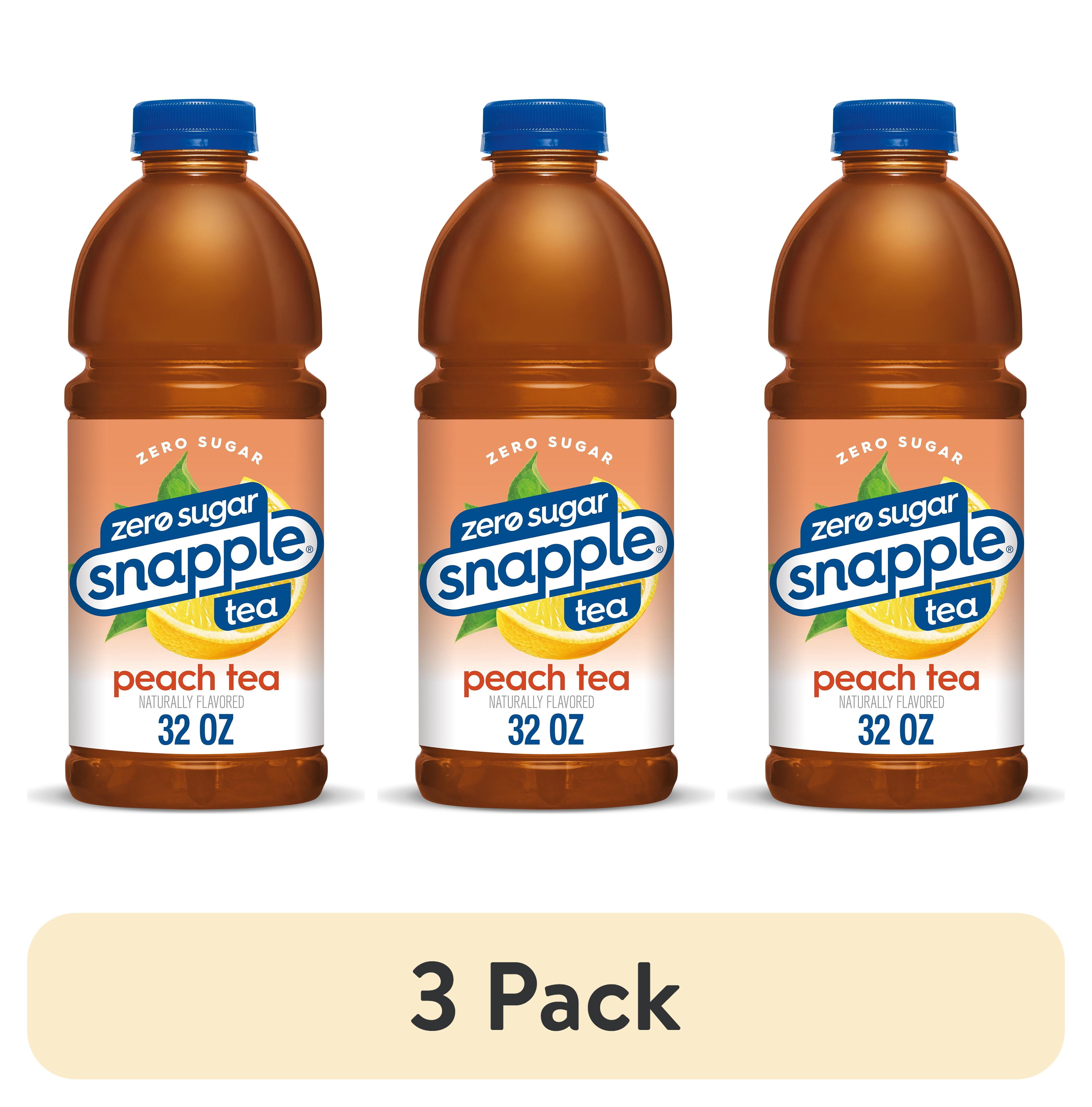 (3 pack) Snapple Zero Sugar Peach Tea, 32 fl oz bottle