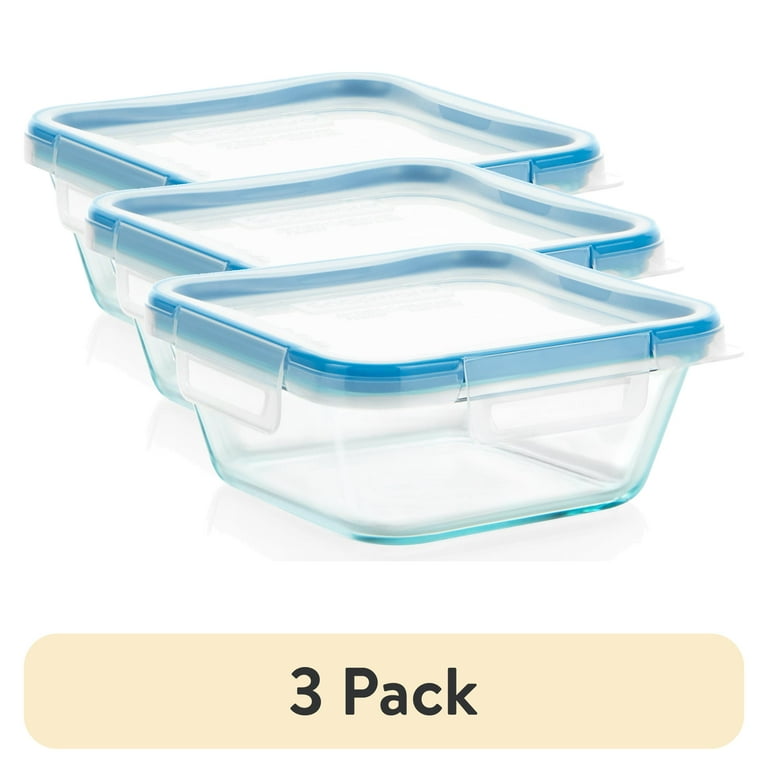3 pack) Snapware Total Solution Glass 4-Cup Square with Lid, A