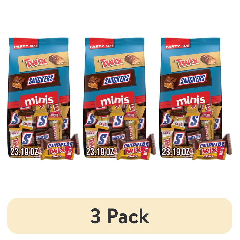 3 pack) Snickers & Twix Minis Milk Chocolate Bars Variety pack
