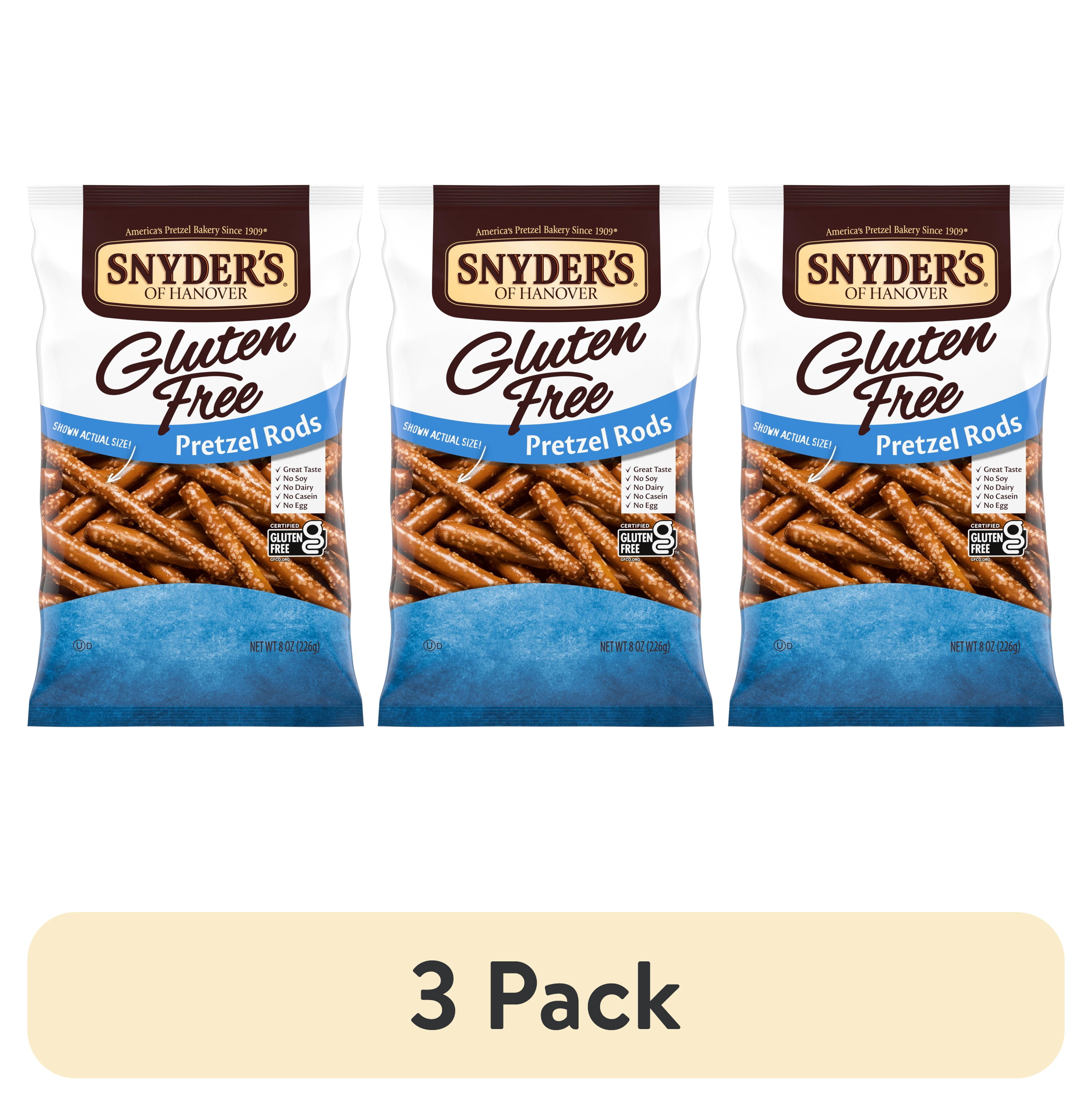 (3 pack) Snyder's of Hanover Gluten Free Pretzels, Gluten Free Rods, 8 oz