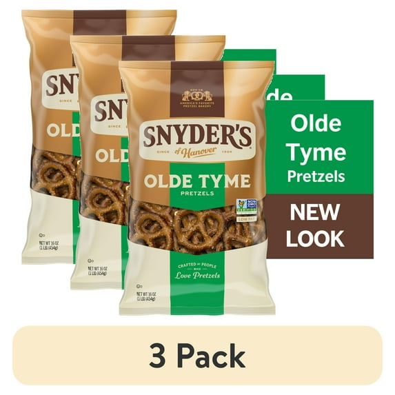 (3 pack) Snyder's of Hanover Olde Tyme Pretzels, 16 oz Bag