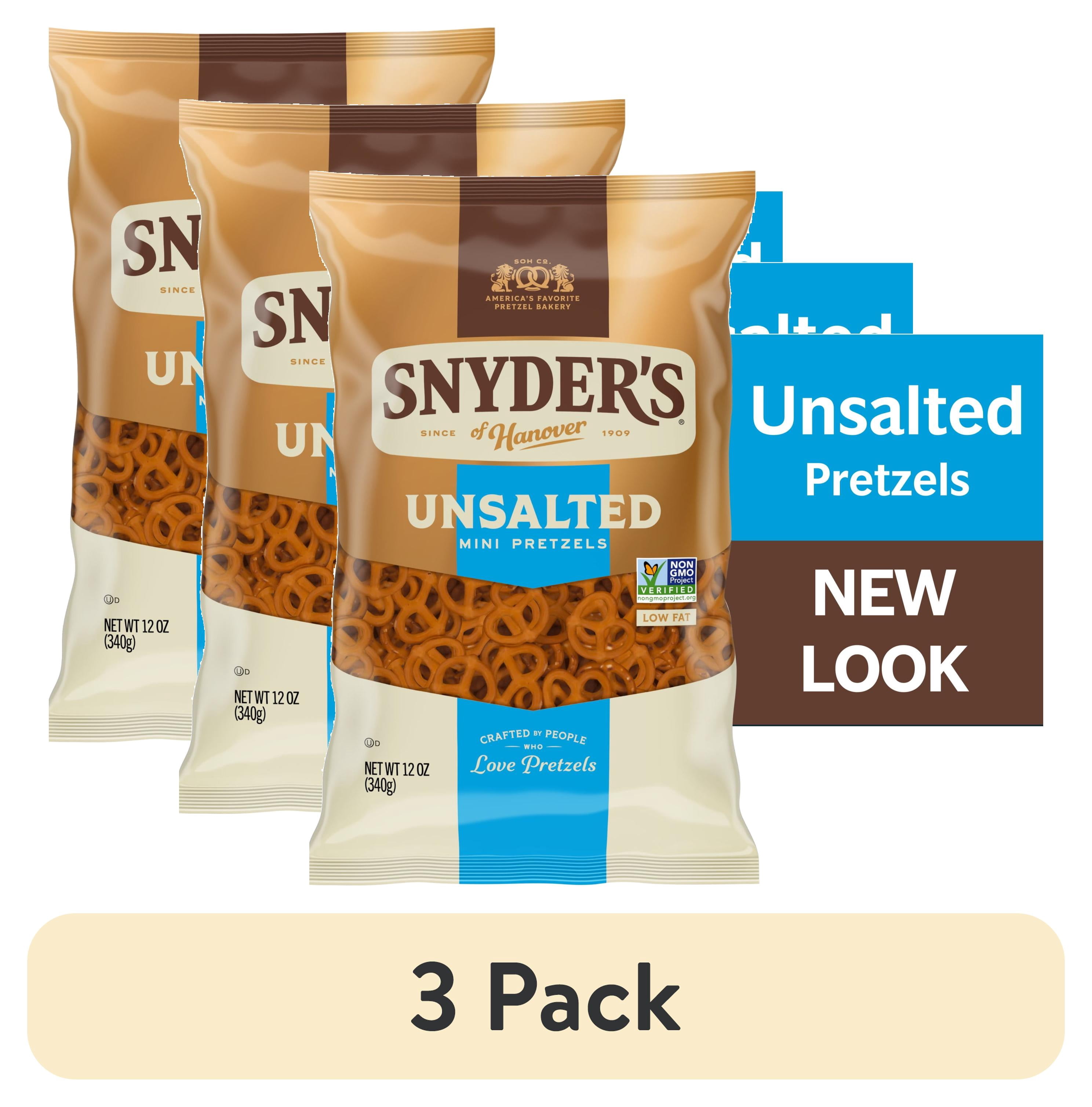 (3 pack) Snyder's of Hanover Unsalted Mini Pretzels, 12 oz Bag
