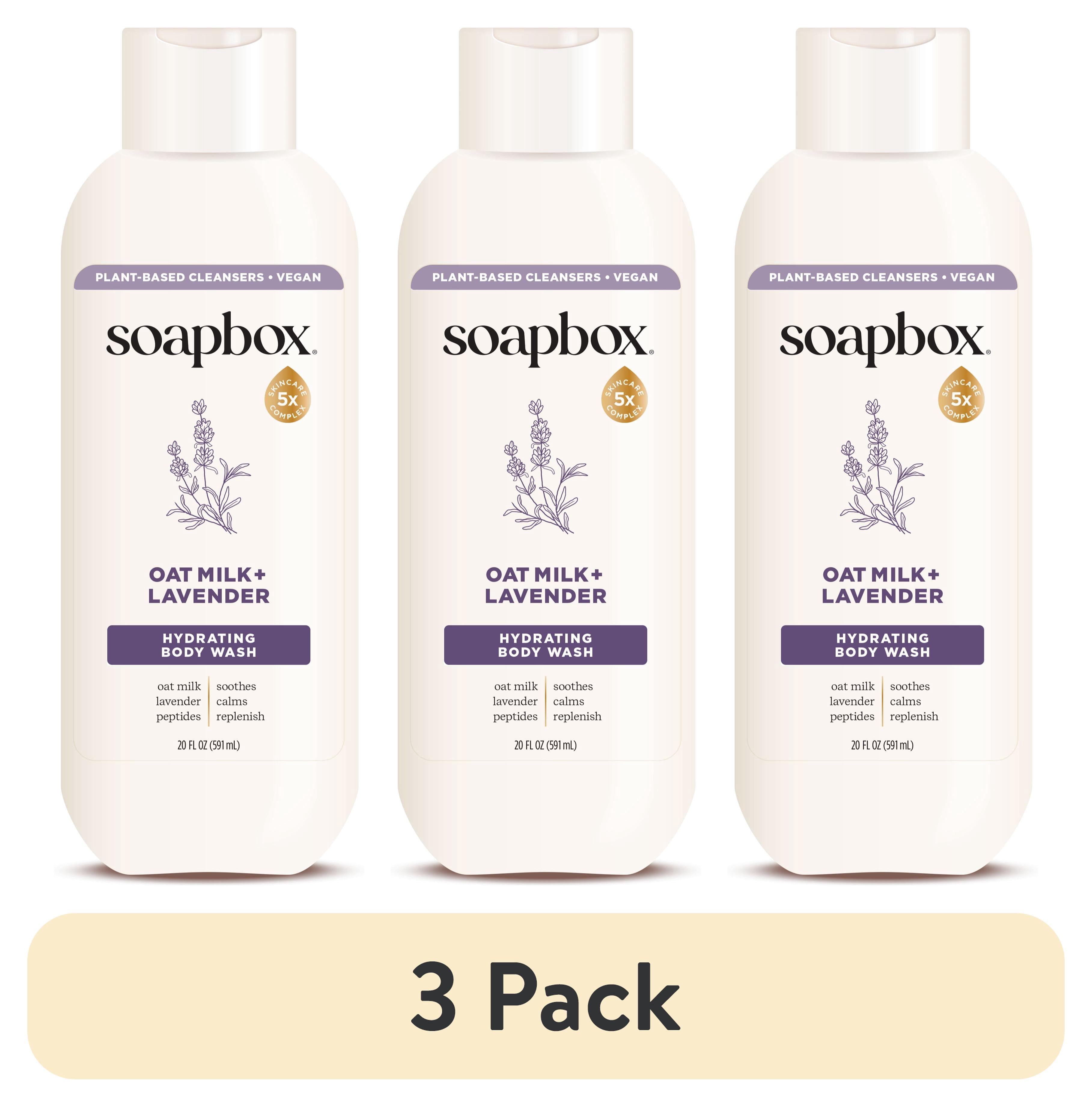 (3 pack) Soapbox Moisture Multiplying Body Wash for Women & Men, All Skin Types, Oat Milk and Lavender, 20 oz