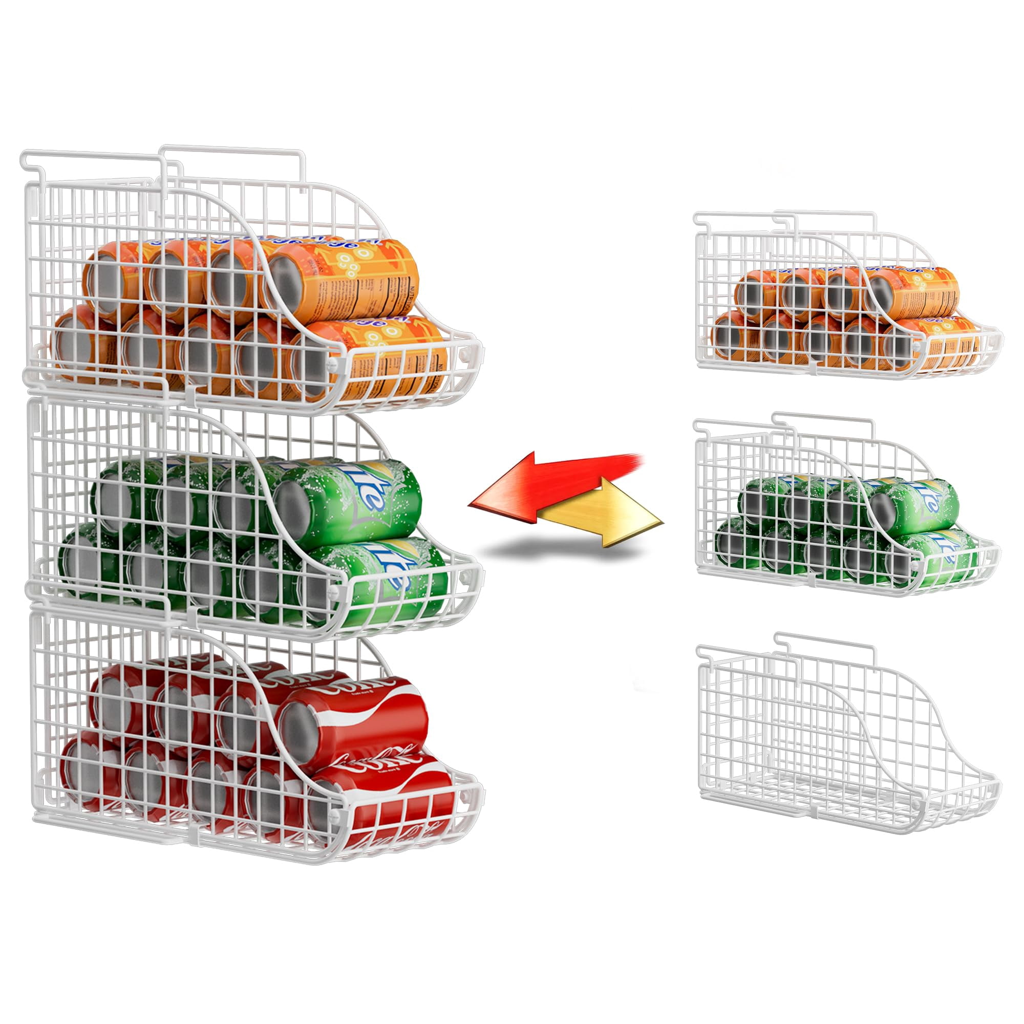 3-pack Soda Can Organizer For Pantry  Stackable Storage Canned Food Basket With Handles Kitchen Countertop Cabinet Pending