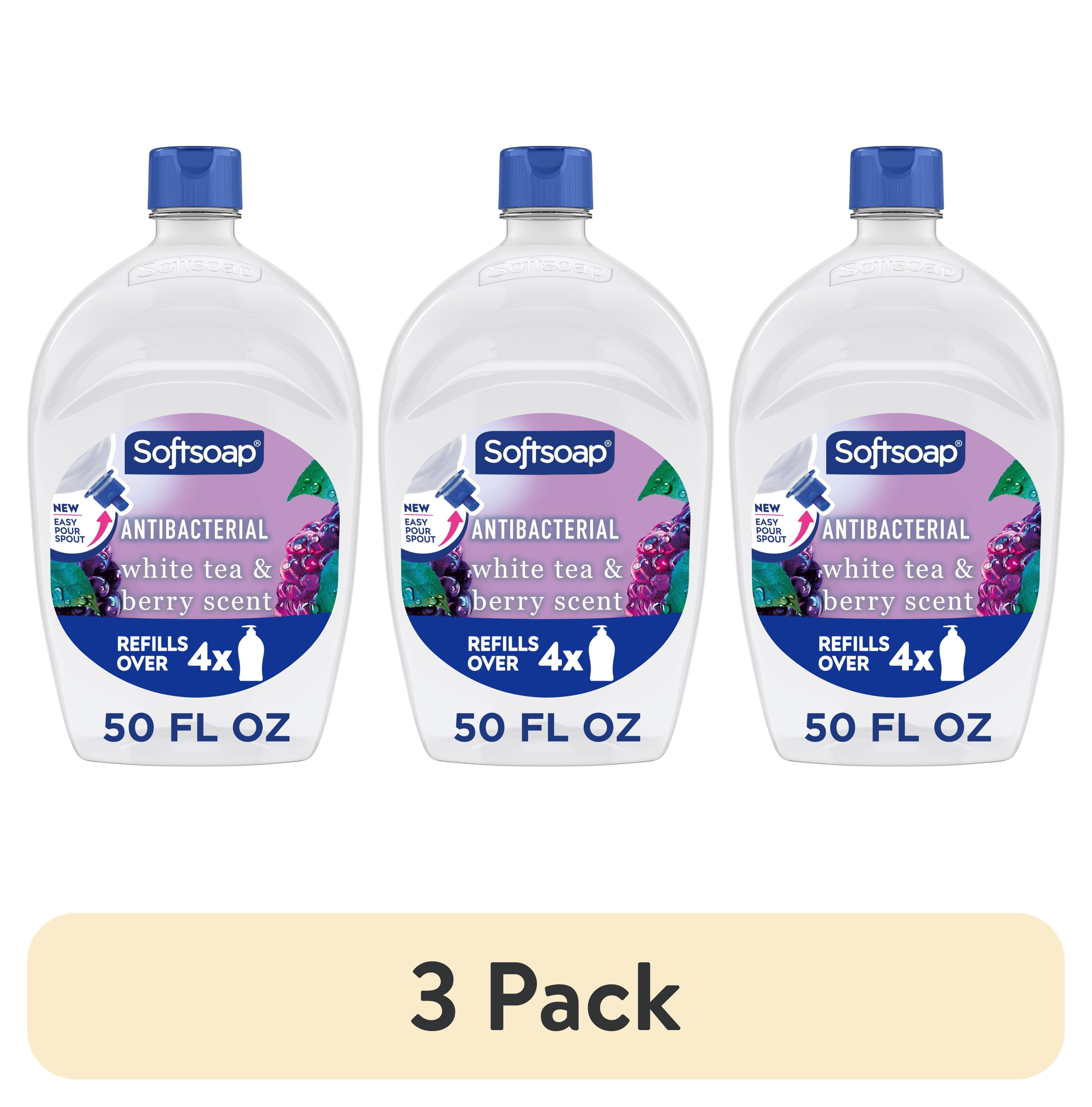(3 pack) Softsoap Antibacterial Liquid Hand Soap, New Easy Pour Spout, White Tea and Berry Scent, 50 fl oz