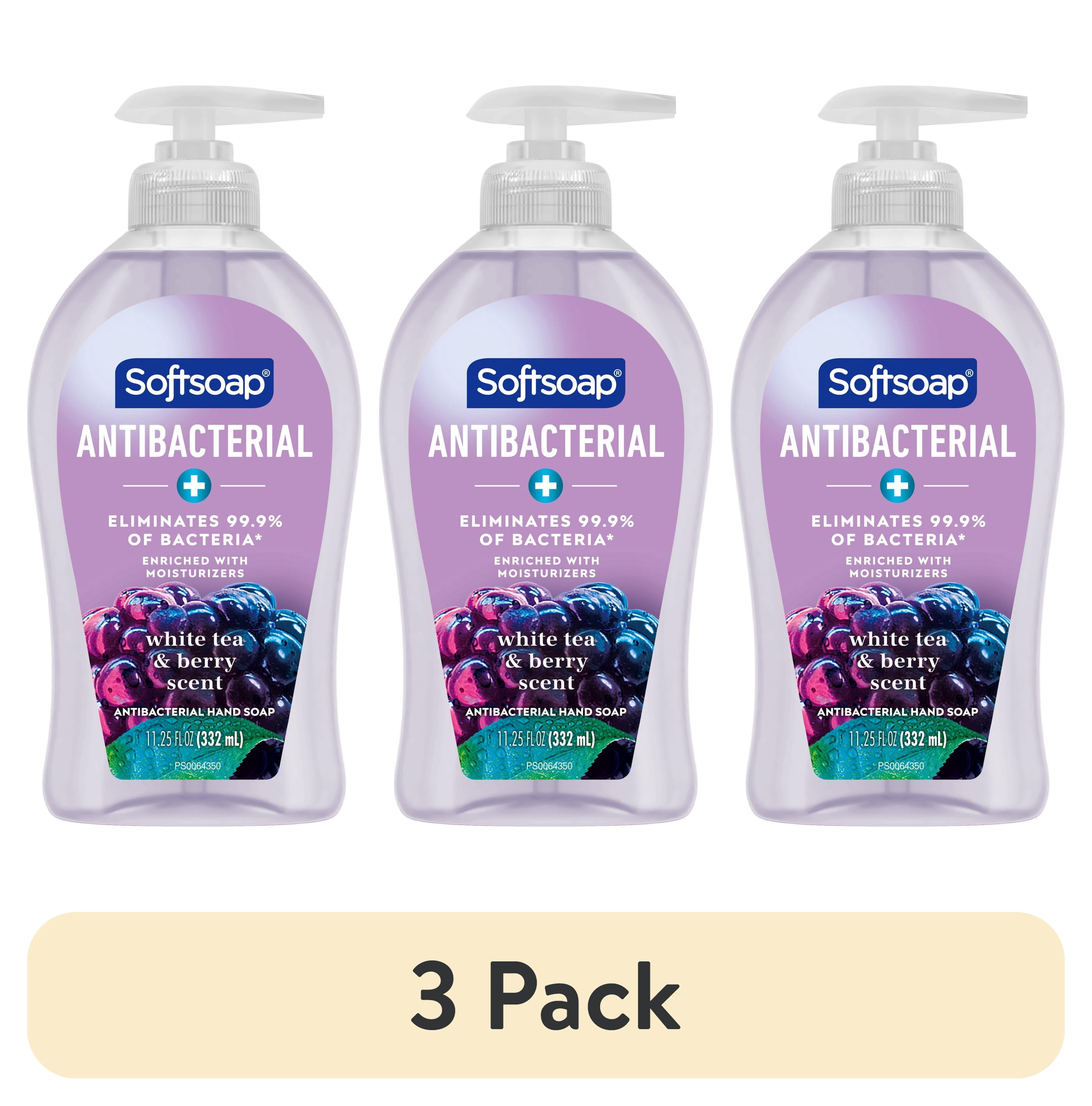 (3 pack) Softsoap Antibacterial Hand Soap, Eliminates 99% of Bacteria, White Tea & Berry Scent, 11.25 fl oz
