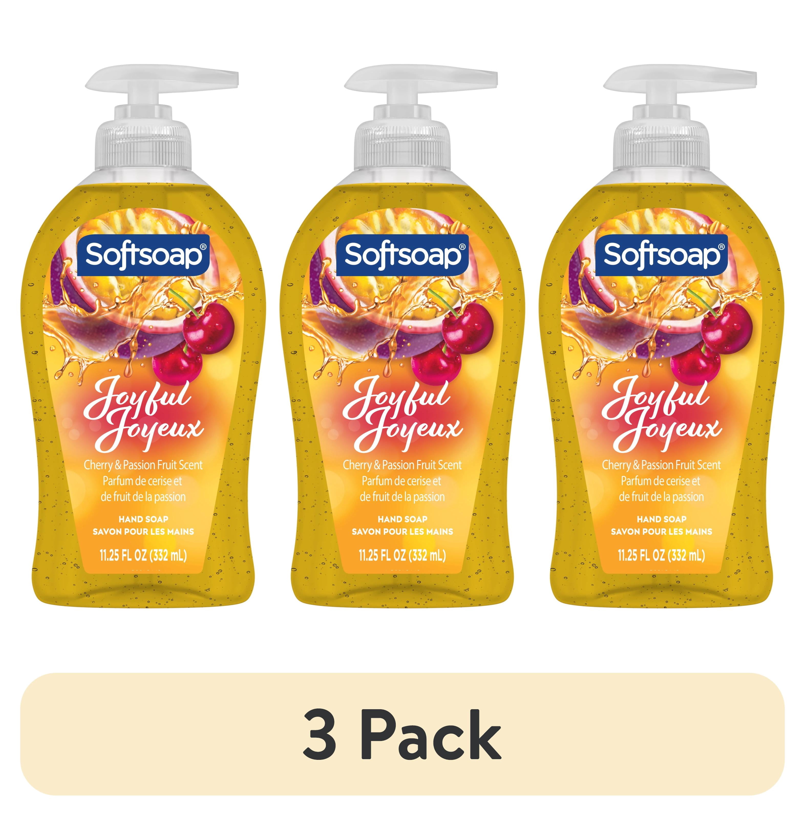 (3 pack) Softsoap Joyful Liquid Hand Soap, Paraben Free, pH Balanced, Cherry and Passion Fruit Scent, 11.25 fl oz Pump Bottle