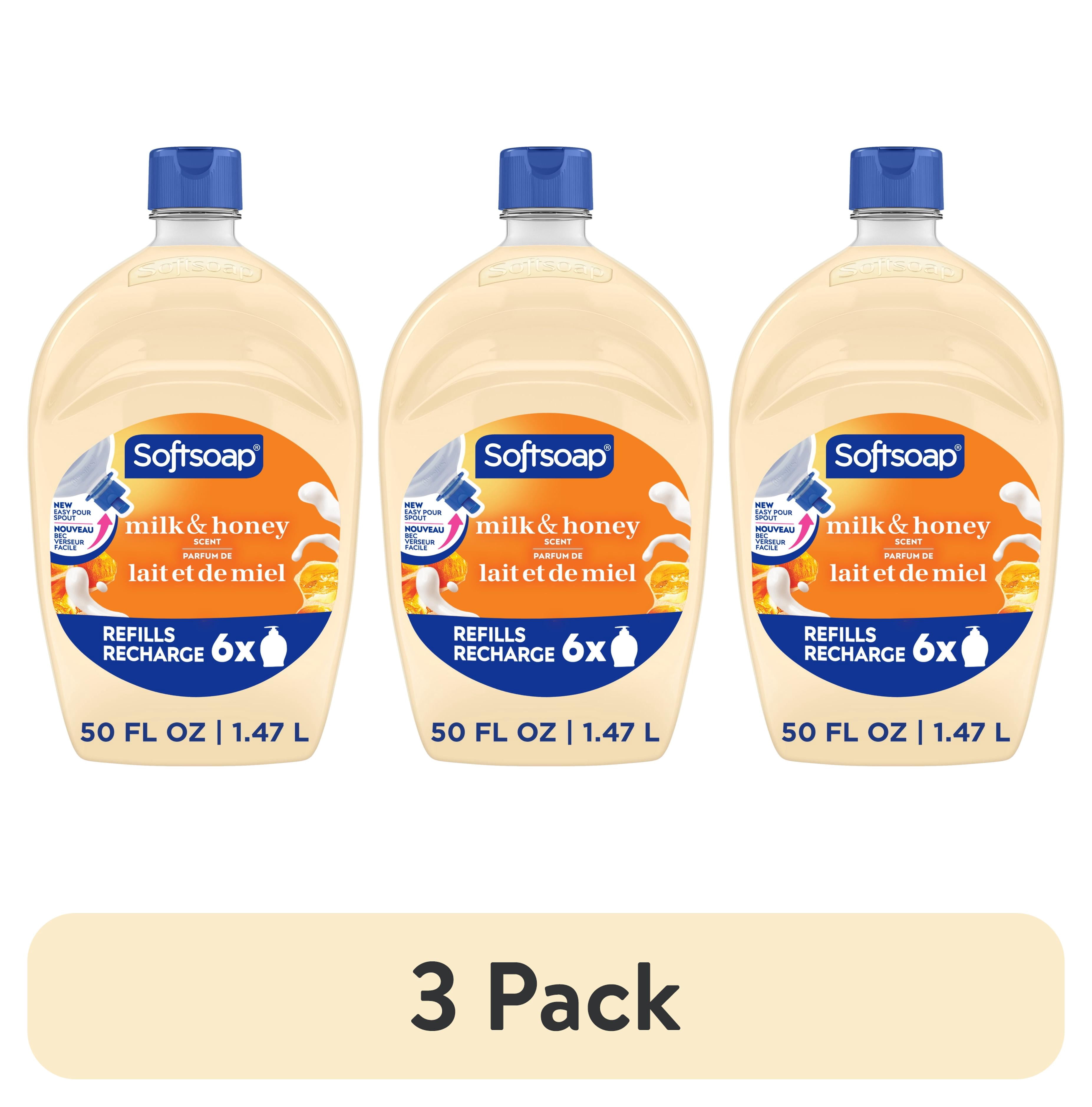 (3 pack) Softsoap Moisturizing Liquid Hand Soap with New Easy Pour Spout, Milk & Honey Scent, 50 fl oz Refill