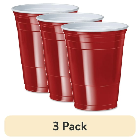 (3 pack) Solo Party Disposable Plastic Cups, 16 oz, Red, 50 Count