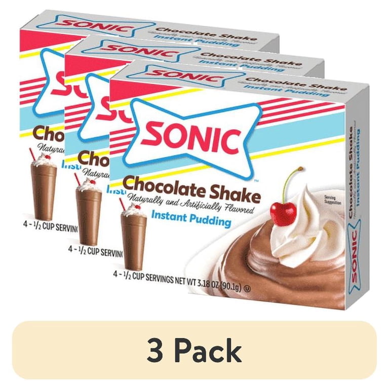 3 pack) Sonic Chocolate Shake Instant Pudding Mix, 4 Servings