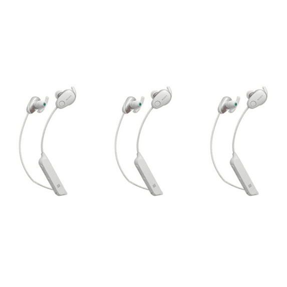 (3 pack) Sony SP600N Wireless Noise Canceling Sports In-Ear Headphones, White