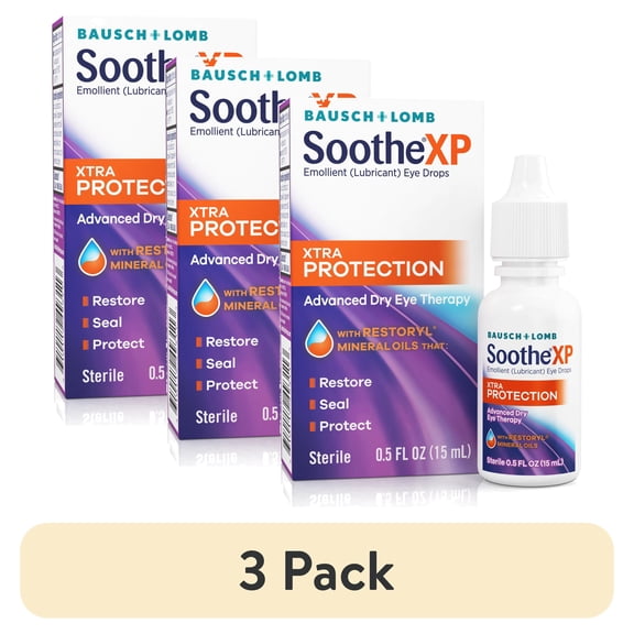 (3 pack) Soothe XP Eye Drops for Dry Eyes and Lubricant for Itchy and Red Eyes, 0.5 fl oz