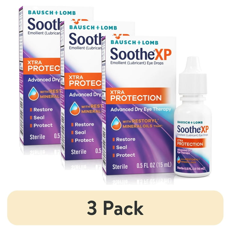 3 pack) Soothe XP Eye Drops for Dry Eyes and Lubricant for Itchy
