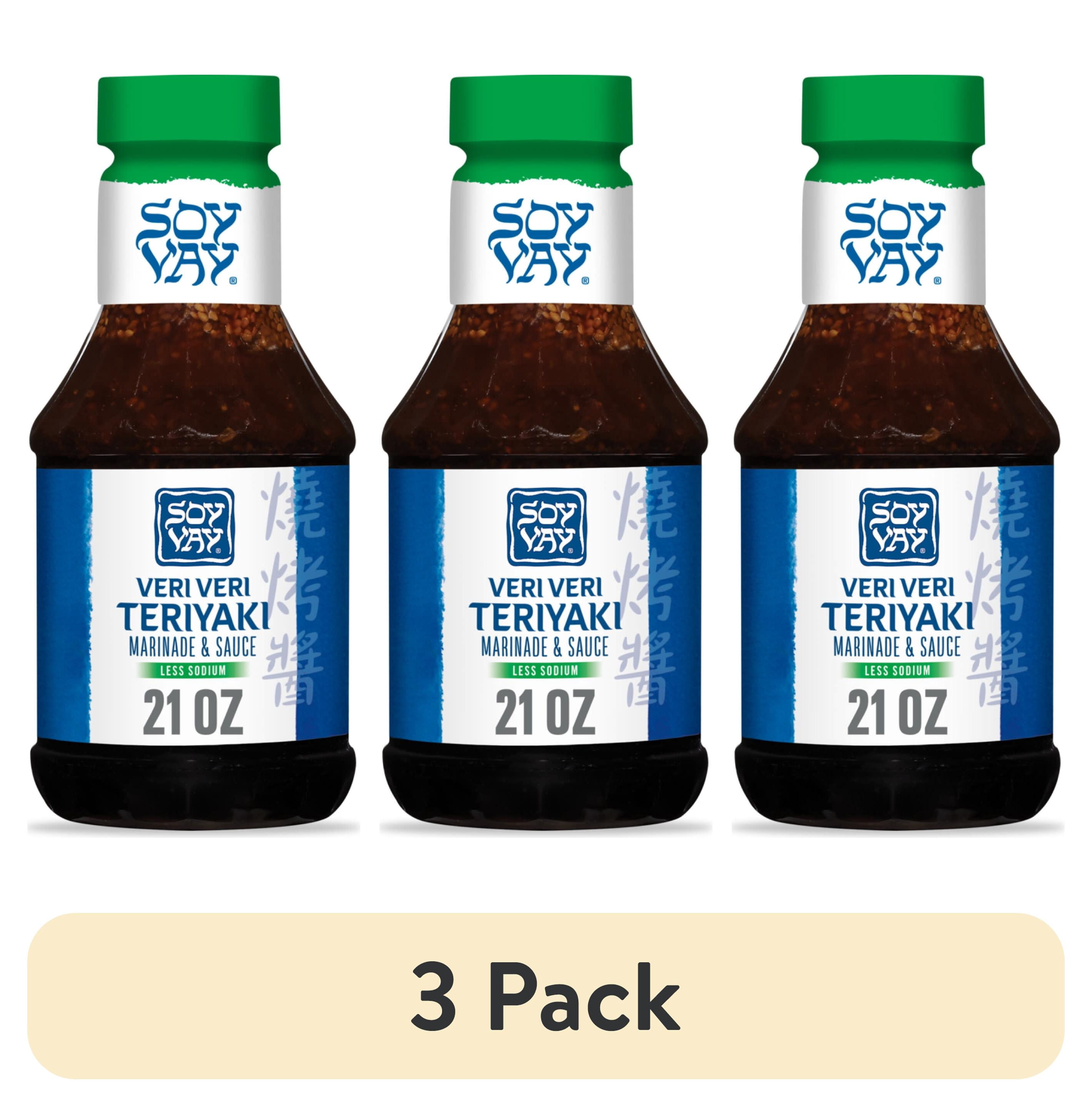 (3 pack) Soy Vay Less Sodium Veri Veri Teriyaki Marinade and Sauce, 21 oz Bottle