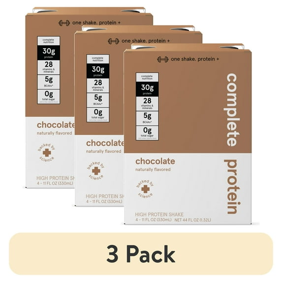 (3 pack) Soylent Complete Protein Naturally Flavored Nutrition Shake, Chocolate, 11 oz, 4 ct