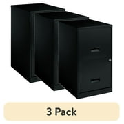 3 pack Space Solutions 18 Deep 2 Drawer Letter Width Vertical File Cabinet, Black