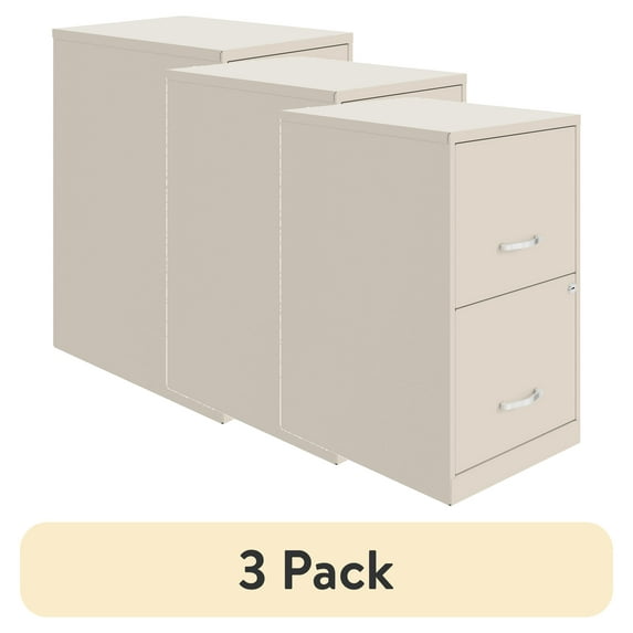(3 pack) Space Solutions 18" Deep 2 Drawer Letter Width Vertical File Cabinet, Stone
