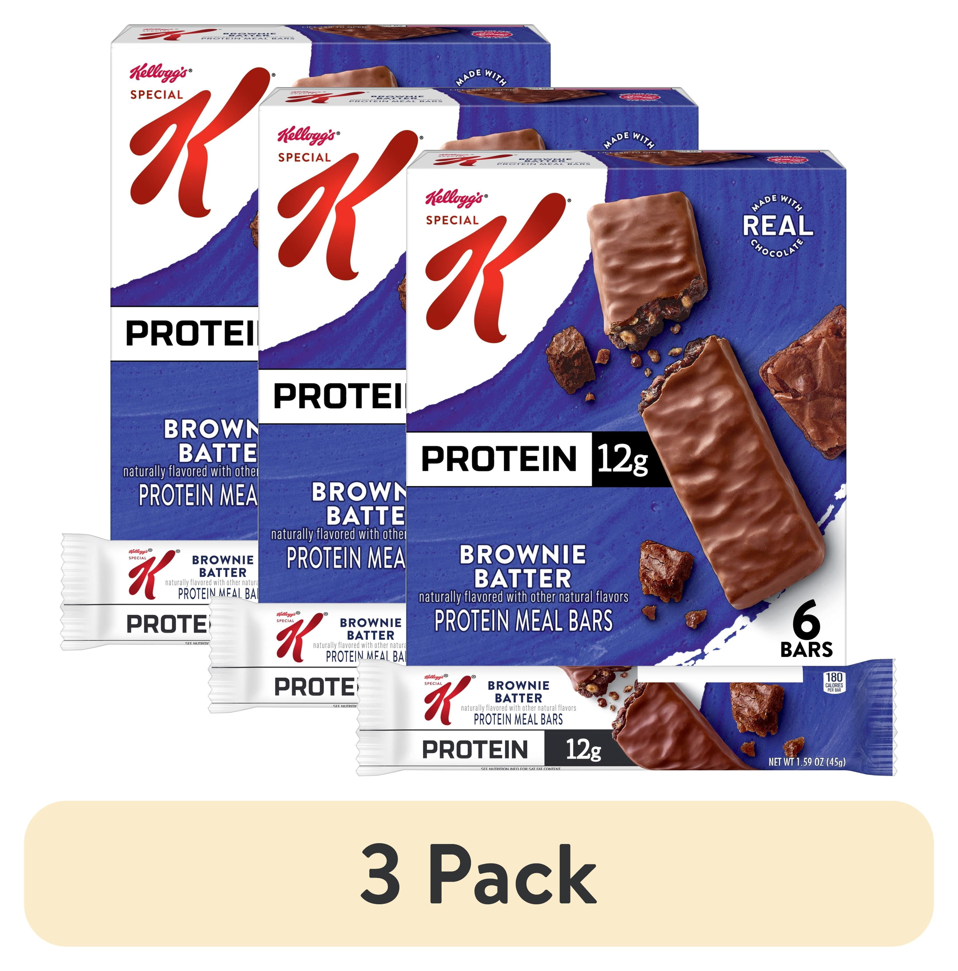 (3 pack) Special K Brownie Batter Chewy Protein Meal Bars, 12g Protein, 9.5 oz, 6 Count