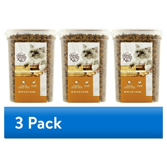 (3 pack) Special Kitty Crunchy and Creamy Cat Treats Chicken Flavor, 16 oz