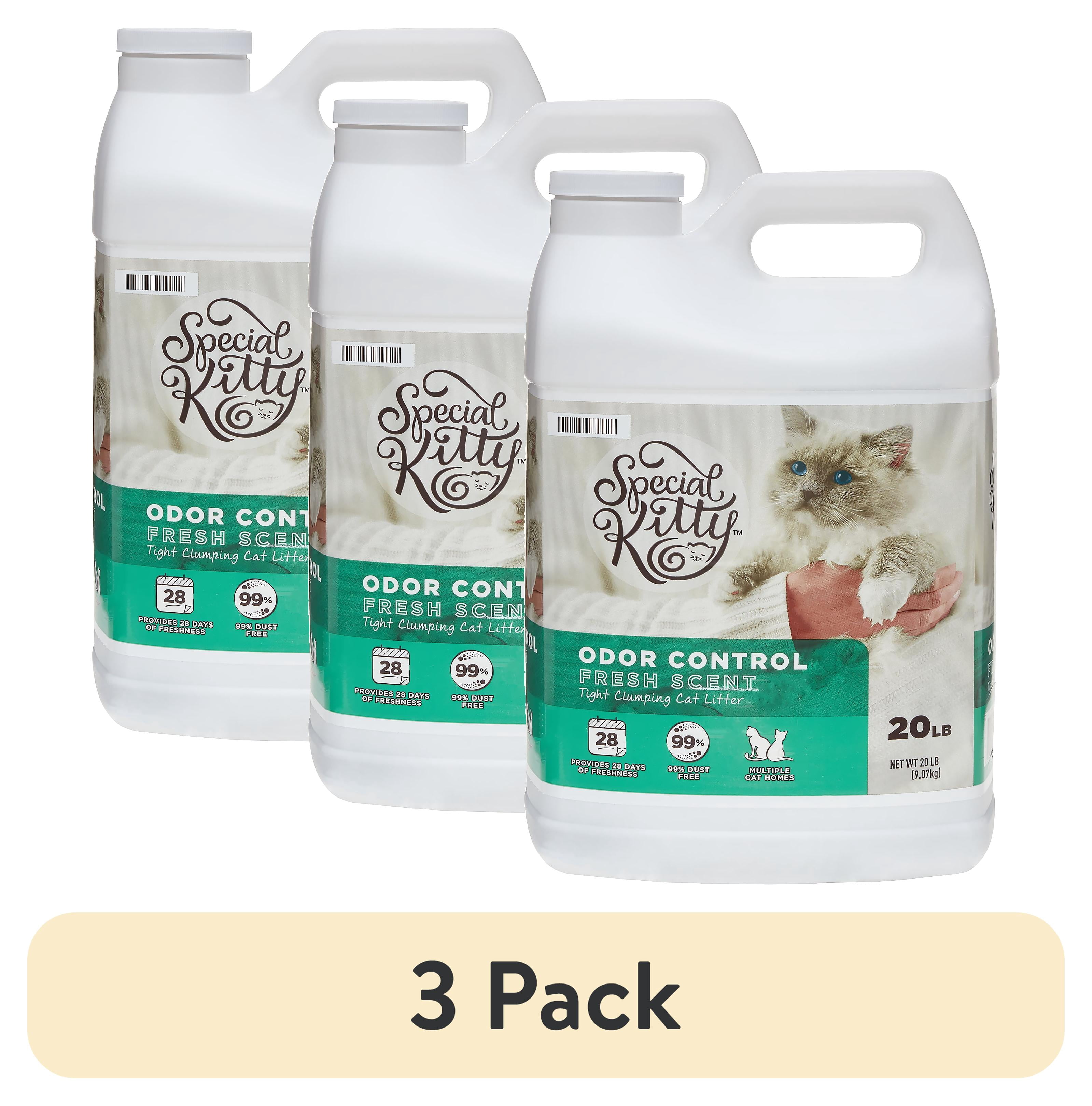 (3 pack) Special Kitty Tight Clumping Clay Cat Litter, Fresh Scent, 20 lb Jug, 1 Count