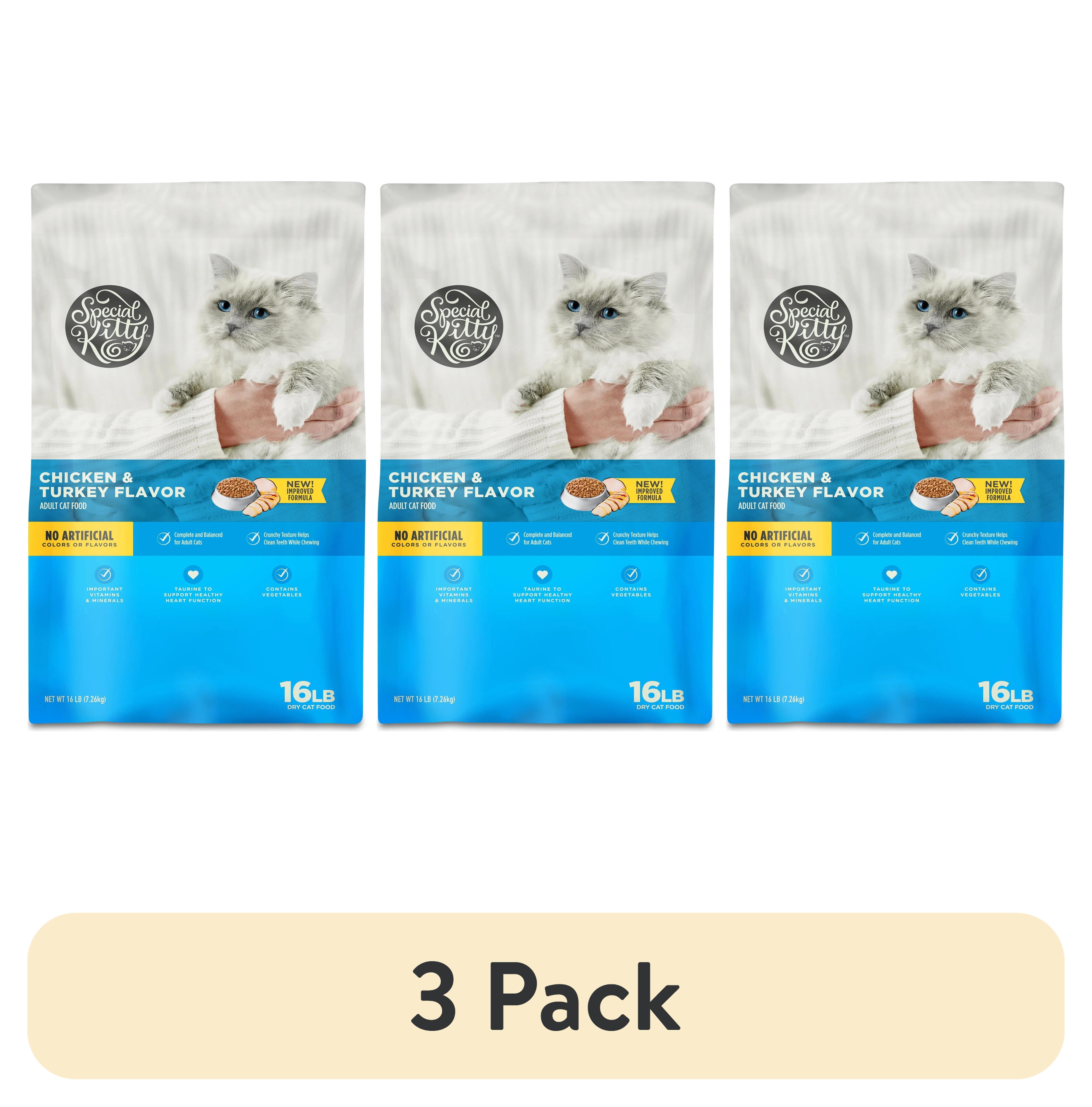 (3 pack) Special Kitty Complete Nutrition Chicken & Turkey Flavor Dry Cat Food, 16 lb Bag
