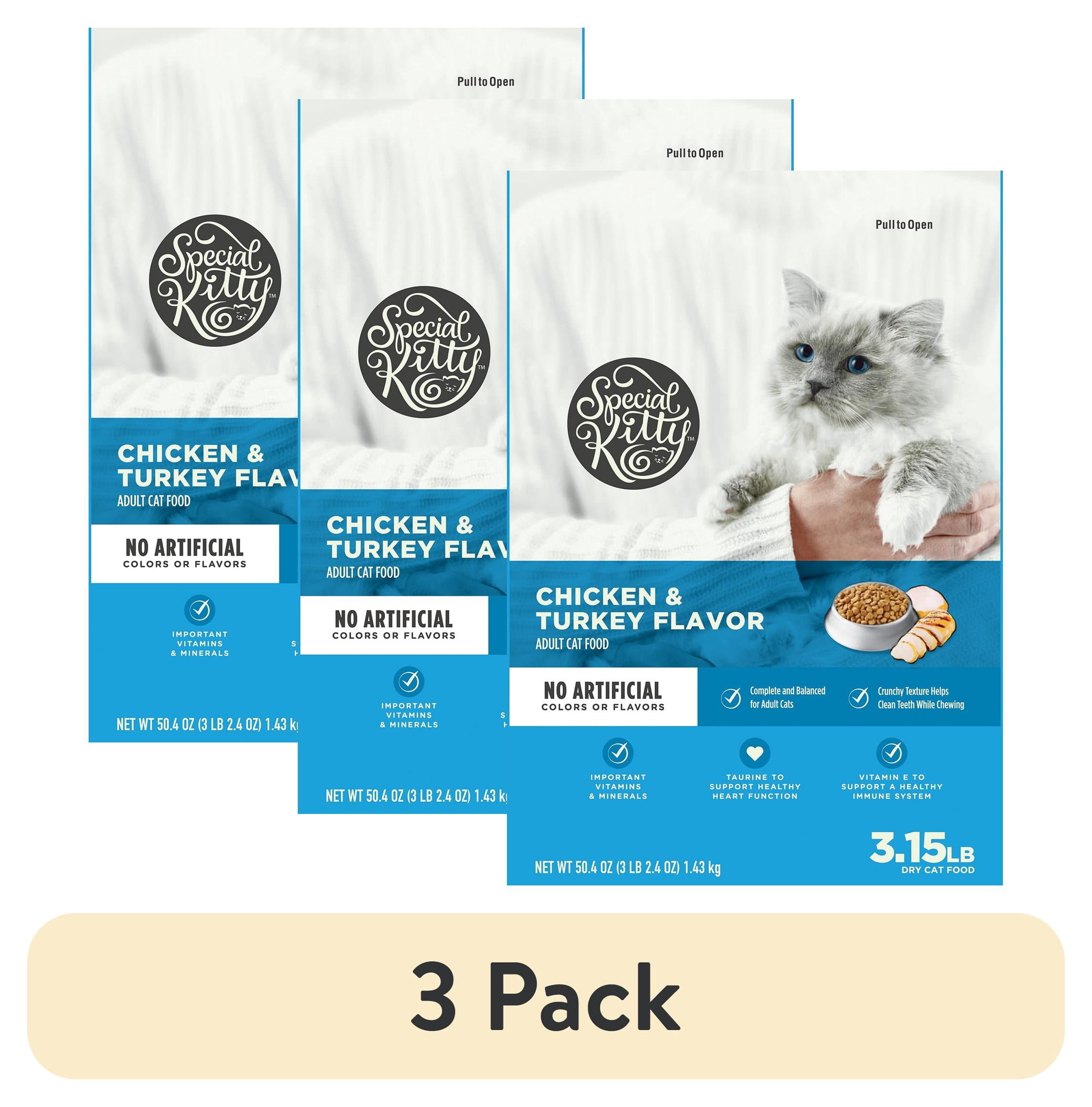 (3 pack) Special Kitty Complete Nutrition Chicken & Turkey Flavor Dry Cat Food, 3.15 lb Bag