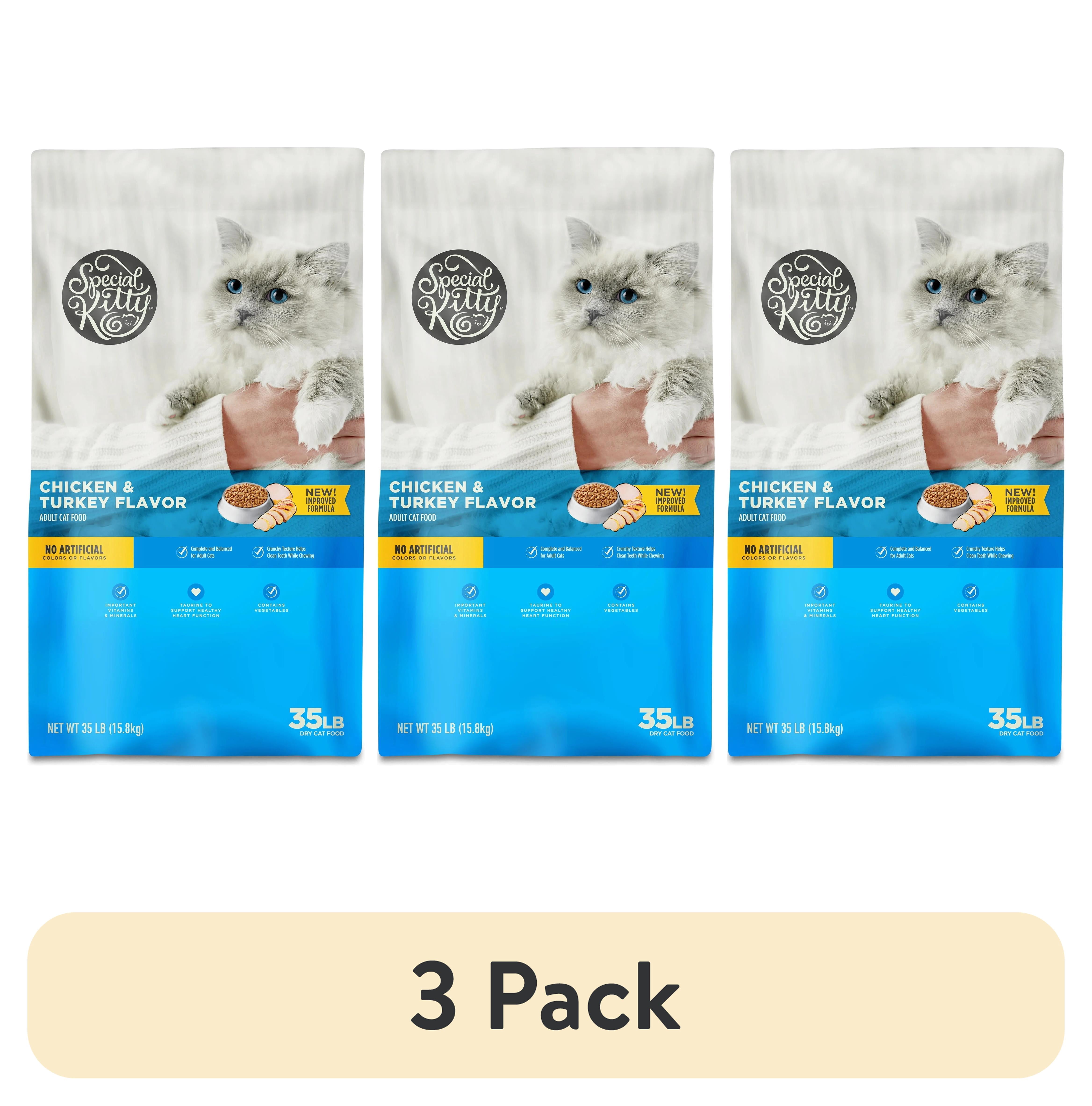 (3 pack) Special Kitty Complete Nutrition Chicken & Turkey Flavor Dry Cat Food, 35 lb Bag