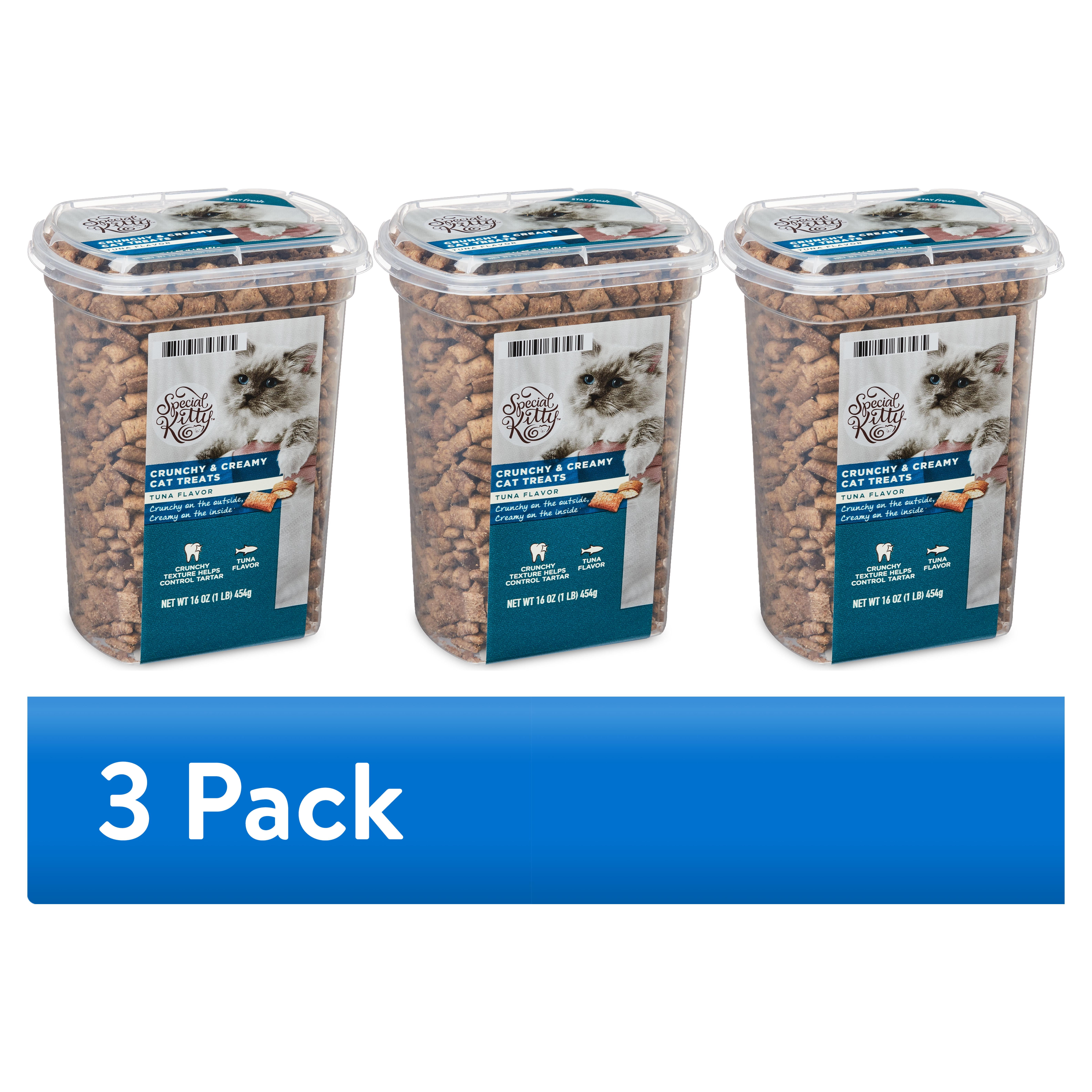 (3 pack) (3 pack) Special Kitty Crunchy & Creamy Tuna Flavor Cat Treats, 16 oz