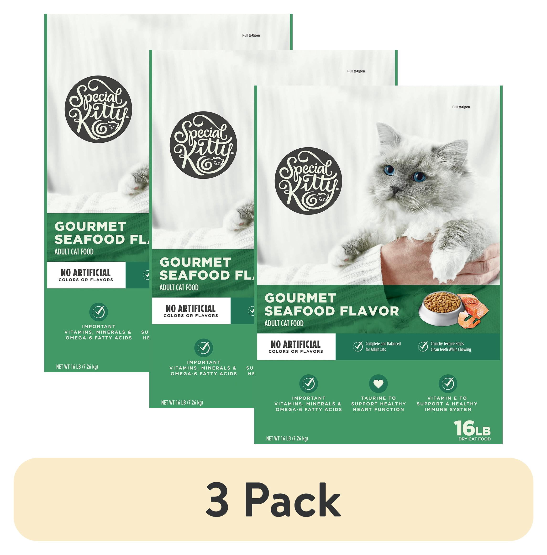 (3 pack) Special Kitty Gourmet Formula Seafood Blend Flavor Dry Cat Food, 16 lb Bag