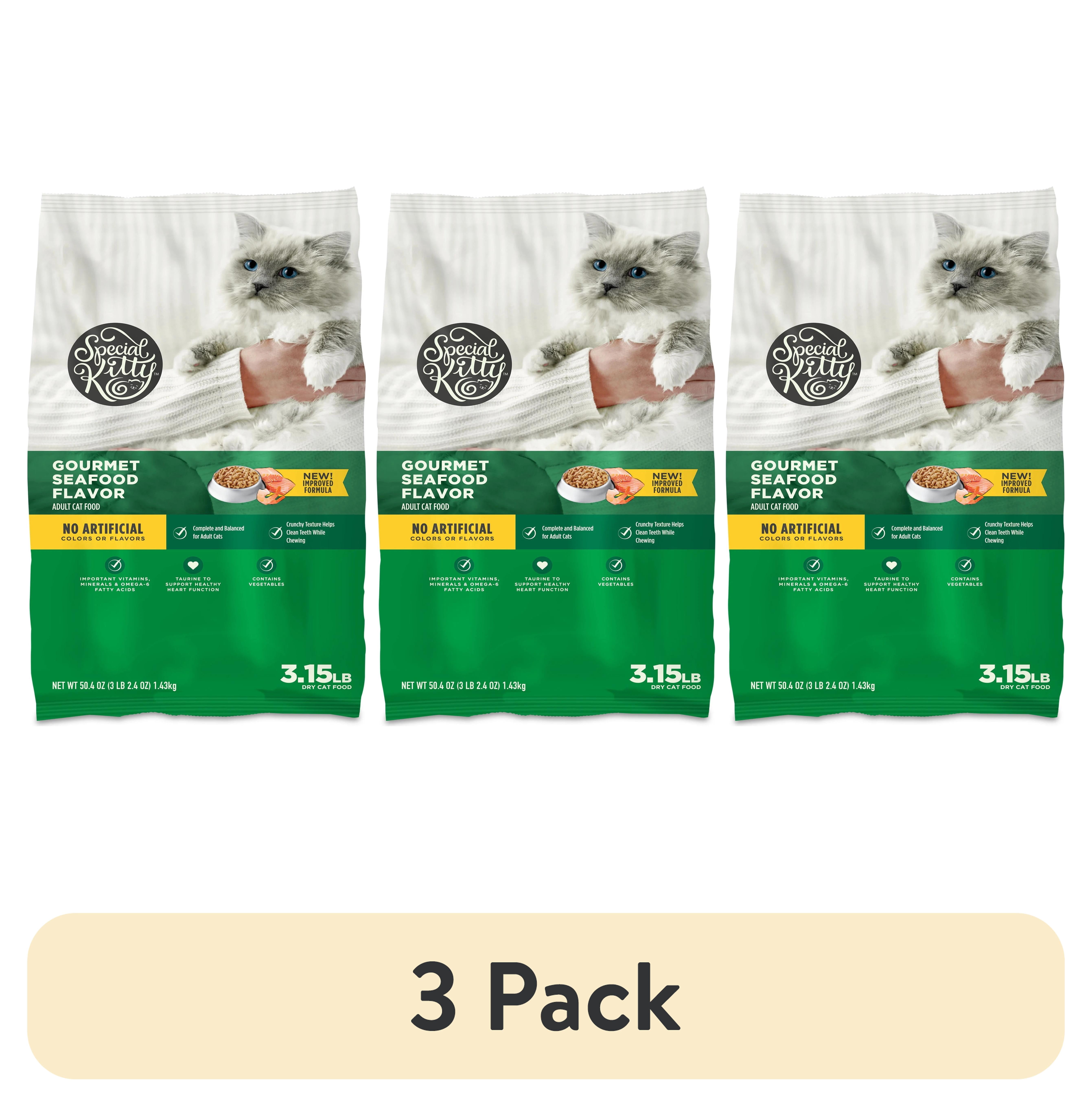 (3 pack) Special Kitty Gourmet Formula Seafood Blend Flavor Dry Cat Food, 3.15 lb Bag
