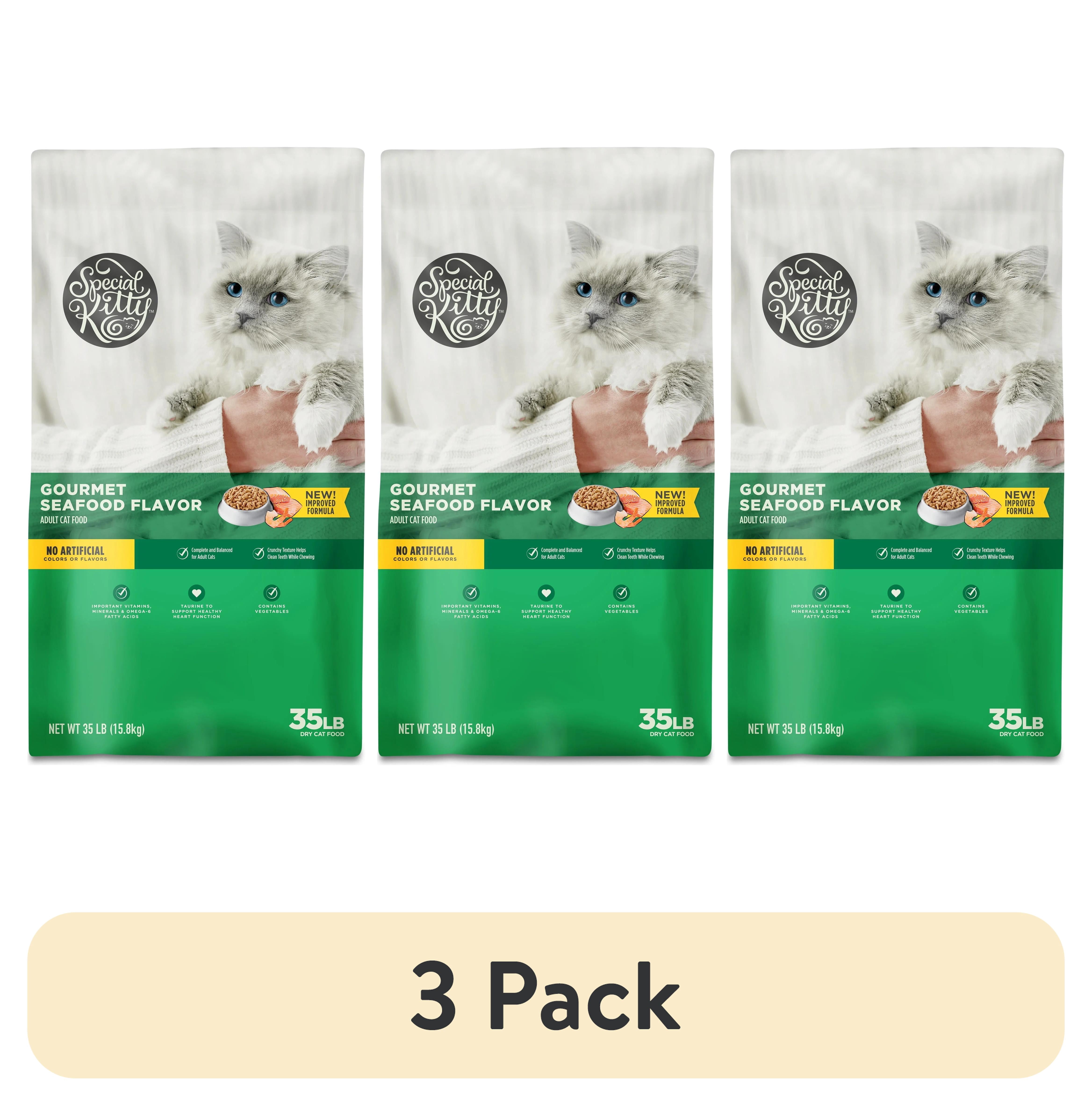 (3 pack) Special Kitty Gourmet Formula Seafood Blend Flavor Dry Cat Food, 35 lb Bag