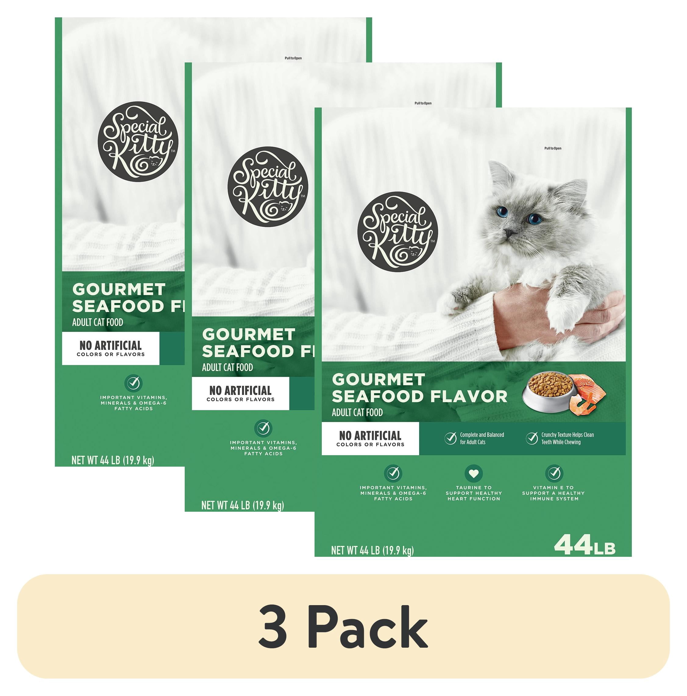 (3 pack) Special Kitty Gourmet Formula Seafood Blend Flavor Dry Cat Food, 44 lb Bag