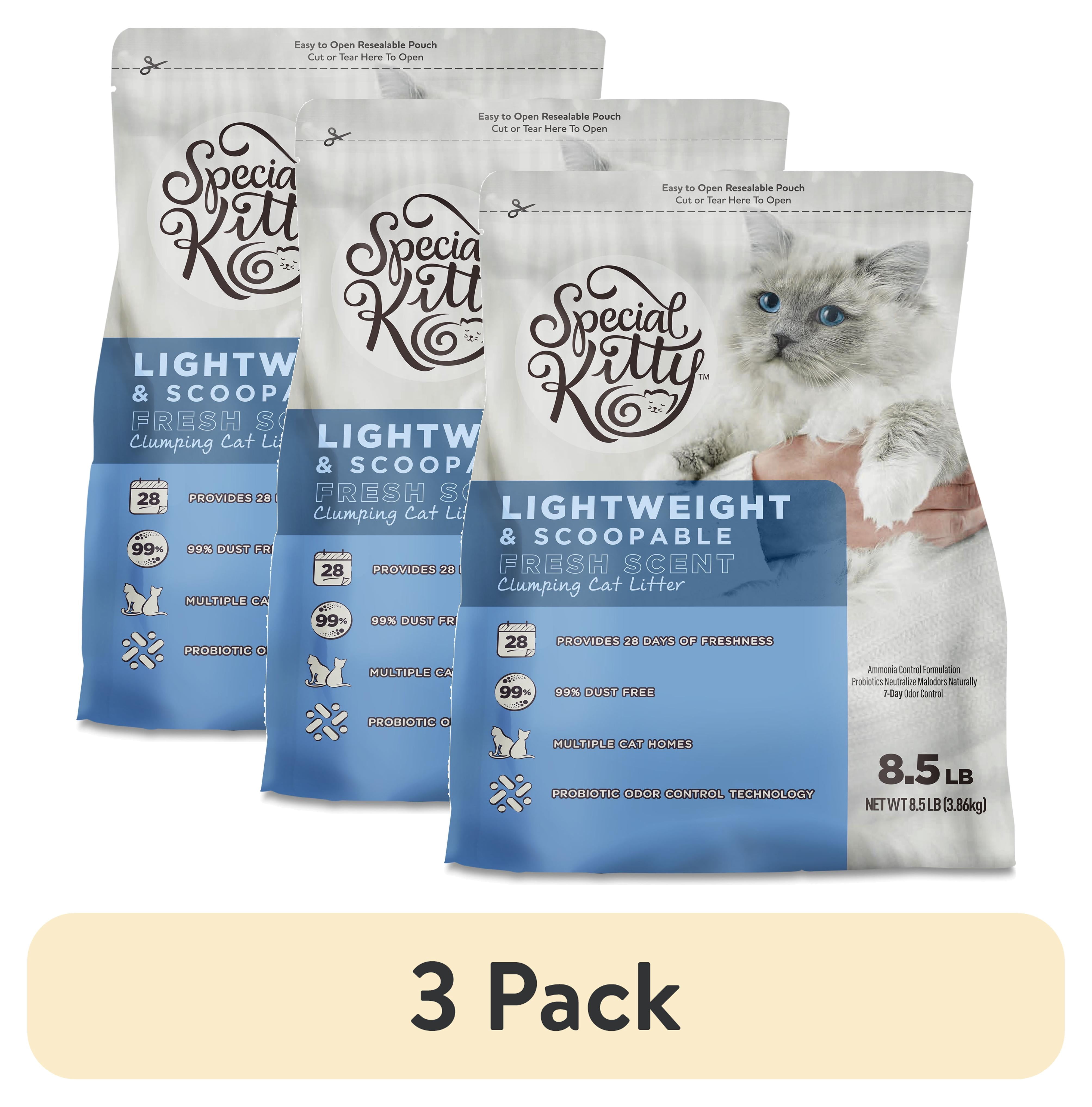 (3 pack) Special Kitty Lightweight Fresh Scent Clumping Cat Litter 8.5 lb Stand Up Bag