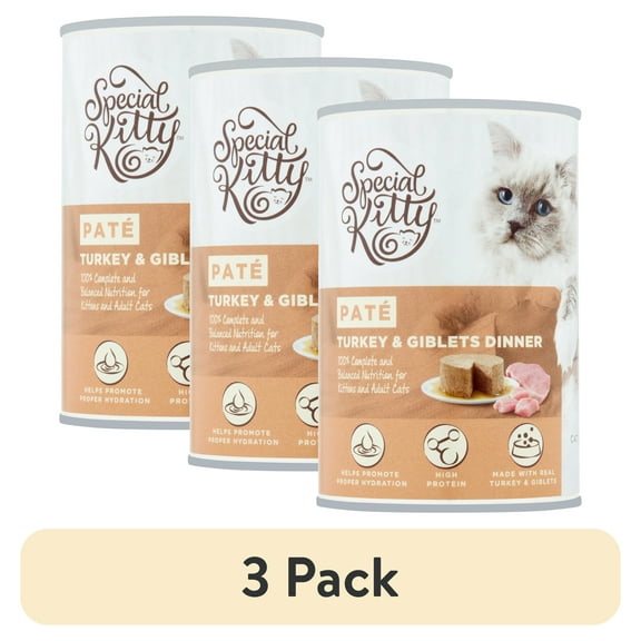 (3 pack) Special Kitty Turkey & Giblets Dinner Pate Wet Cat Food, 22 oz Can