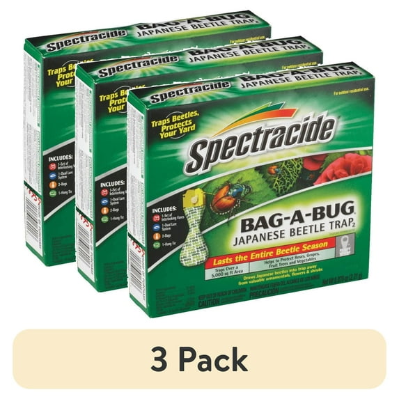 (3 pack) Spectracide Bag-A-Bug Japanese Beetle Trap, Dual Lure System