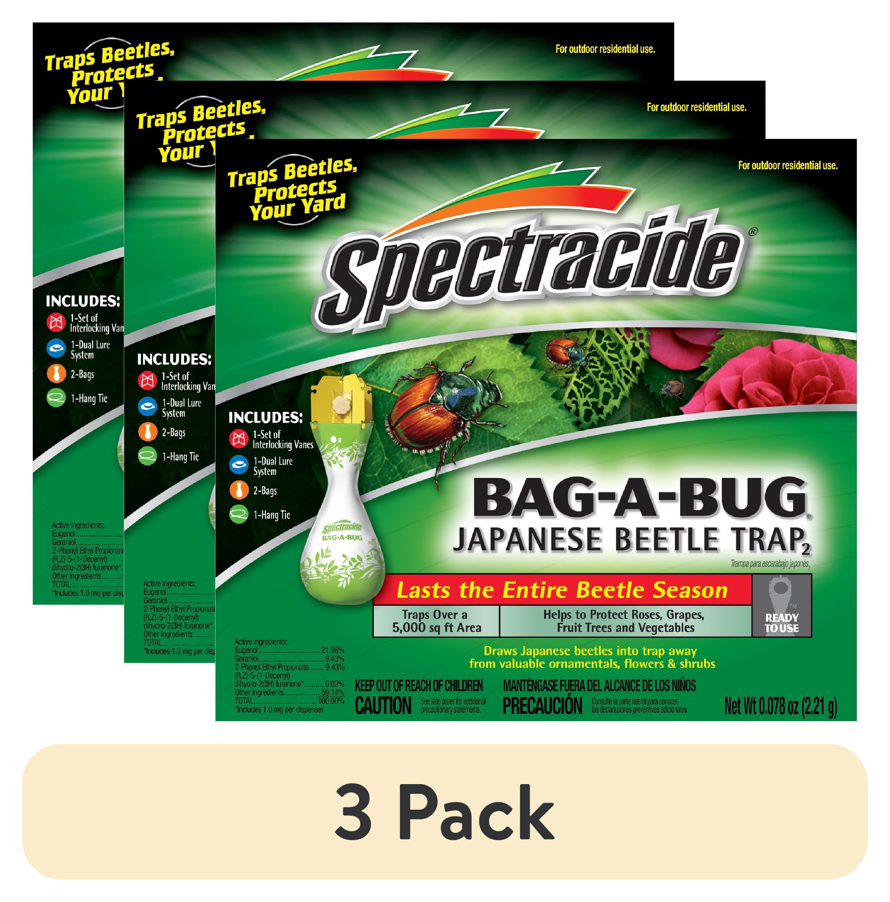 (3 pack) Spectracide Bag-a-Bug Japanese Beetle Trap, Dual Lure System, 1 Count