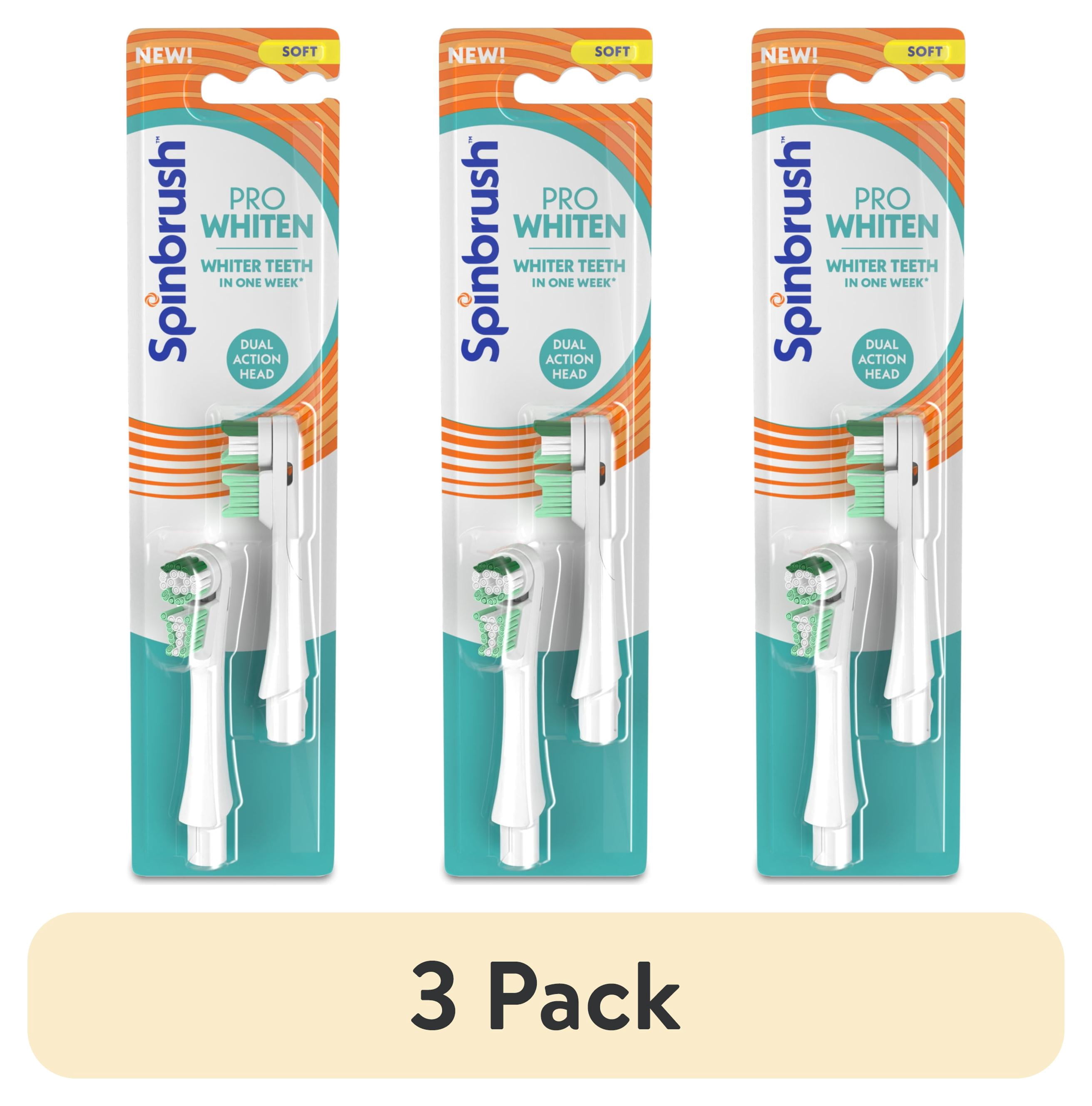 (3 pack) Spinbrush NEW PRO WHITEN Replacement Heads, Electric Toothbrush Refills, Soft Bristles, 2 Count