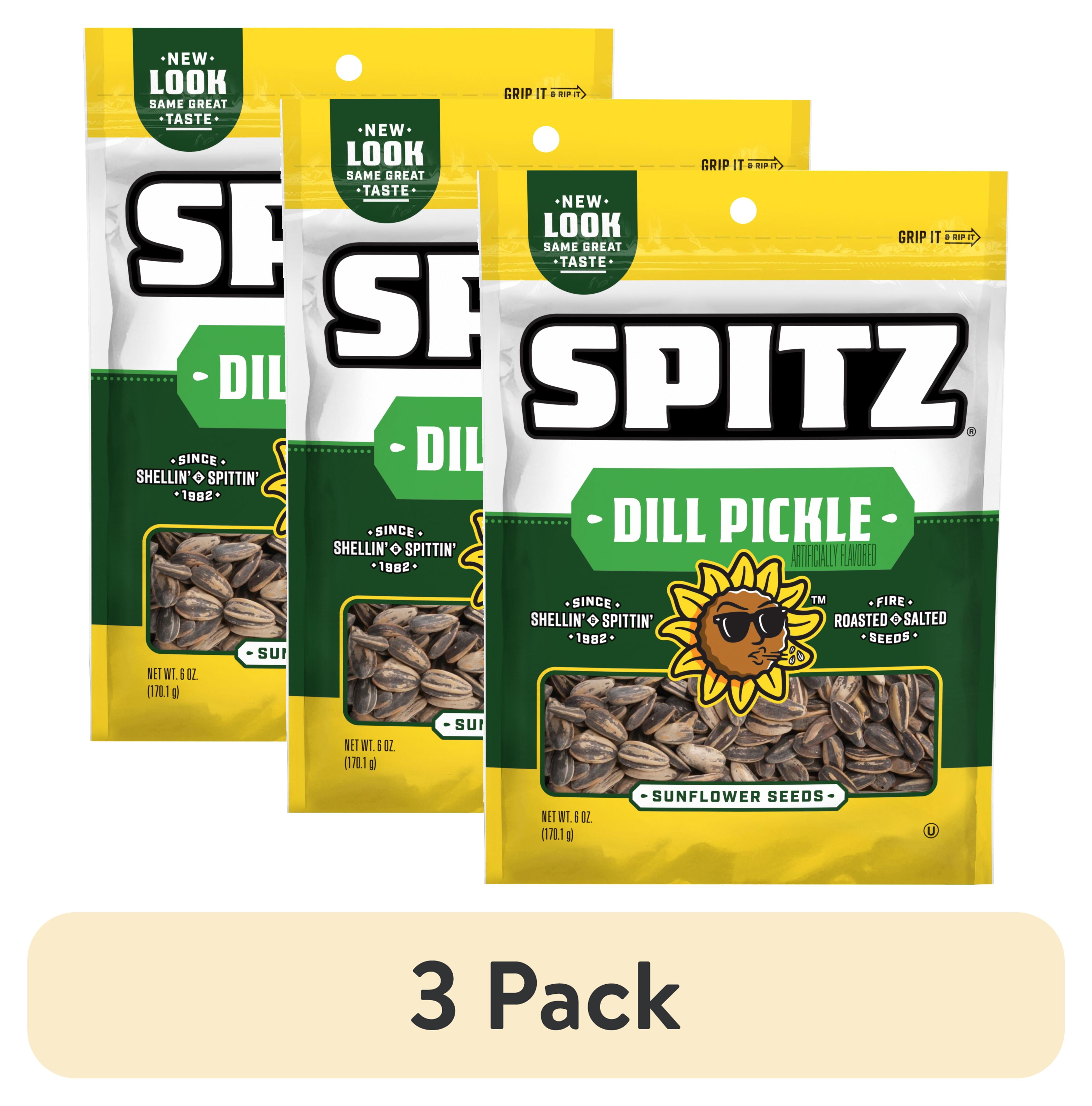 (3 pack) Spitz Sunflower Seeds Dill Pickle Flavored Sunflower Snacks, 6 Ounce Bag Single Pack, Kosher