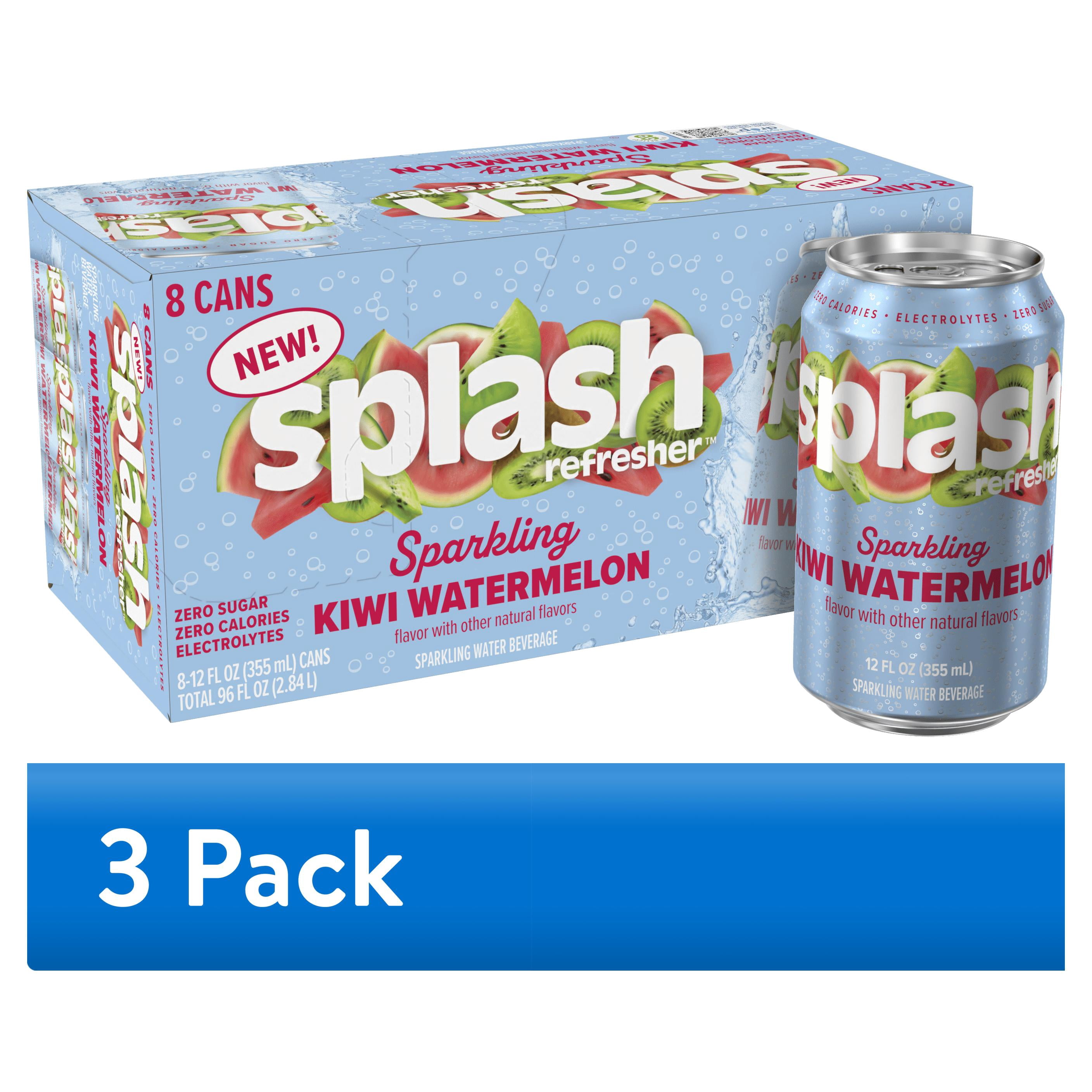 (3 pack) Splash Blast Sparkling Can, Kiwi Watermelon Flavor, 12 fl oz, 8-pack