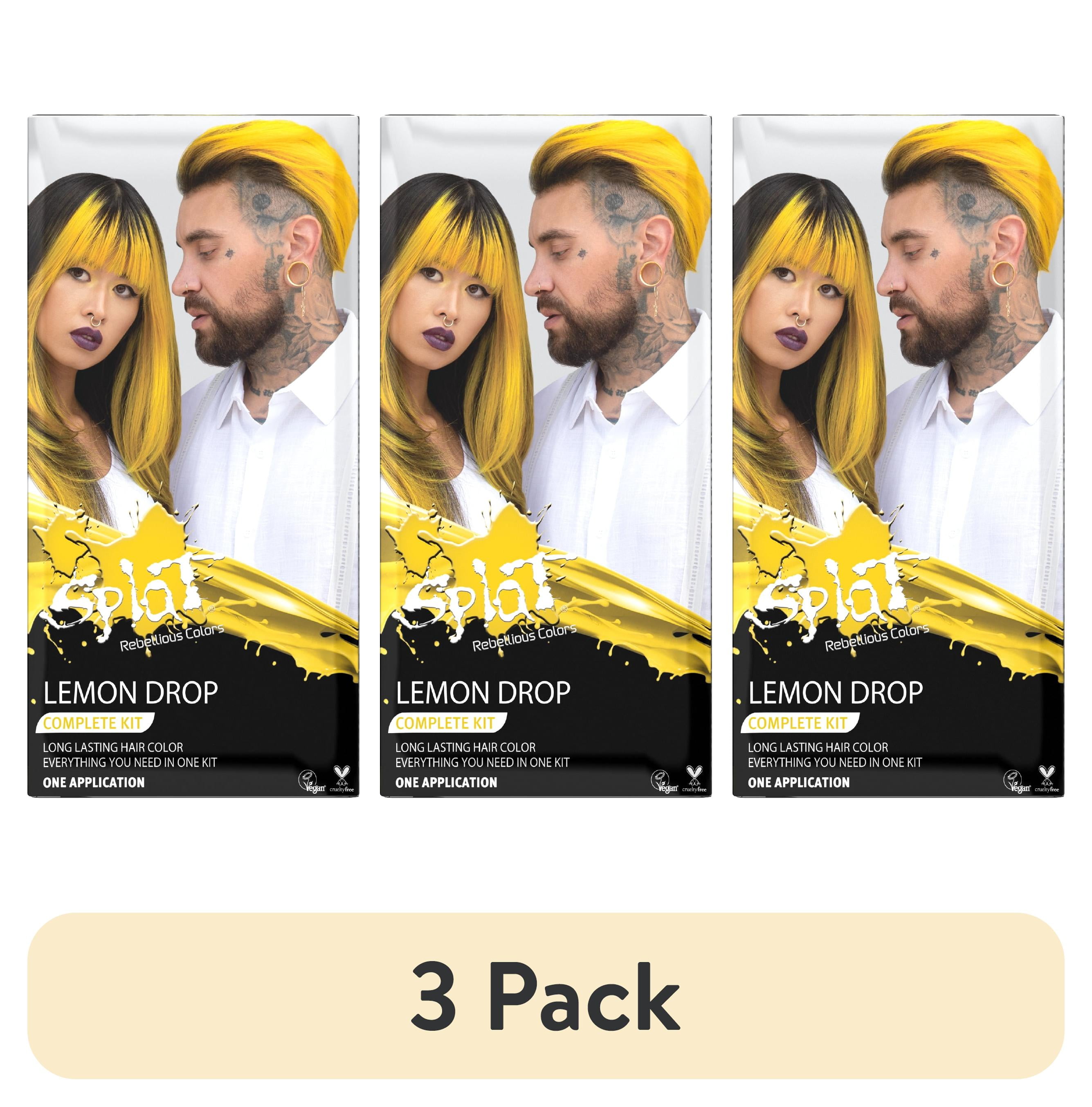 (3 pack) Splat Complete Kit, Lemon Drop, Semi-Permanent Yellow Hair Dye ...