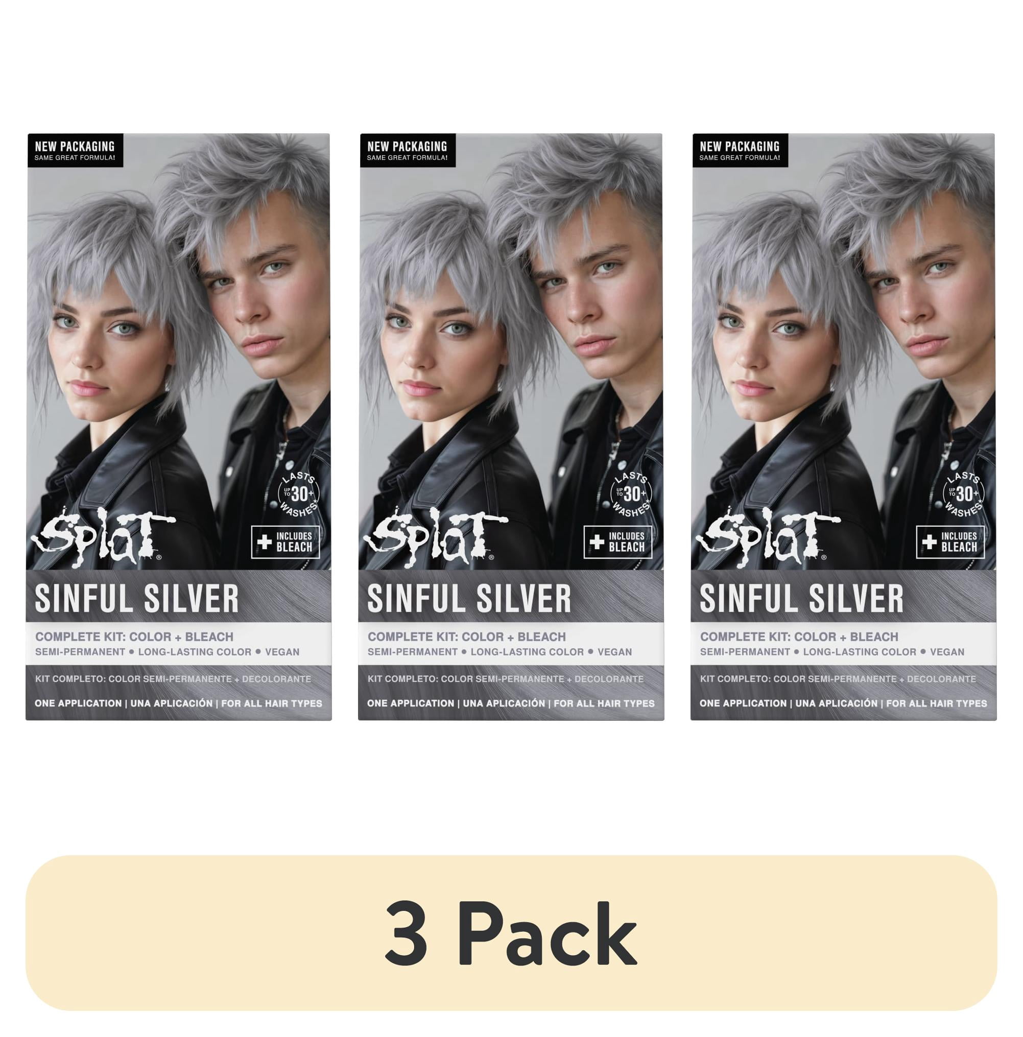 Silver Splat (3 pack) Splat Original Complete Kit, Semi-Permanent Hair Dye with ...