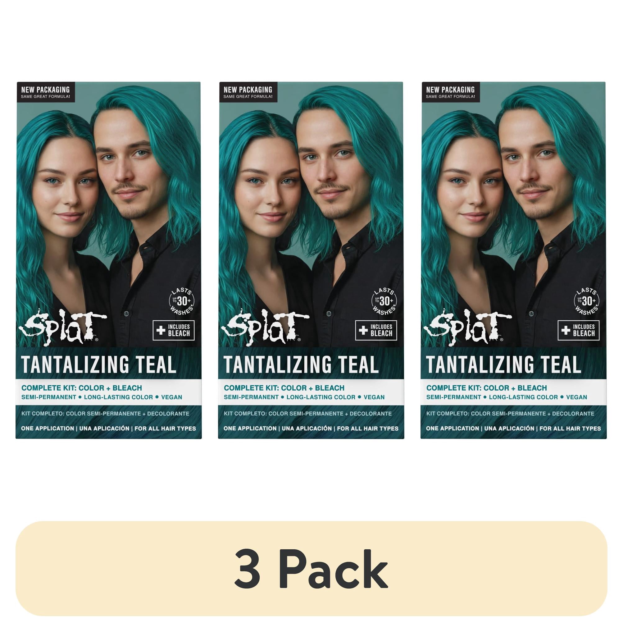 3 pack) Splat Tantalizing Teal Hair Dye Kit, Semi-Permanent Hair