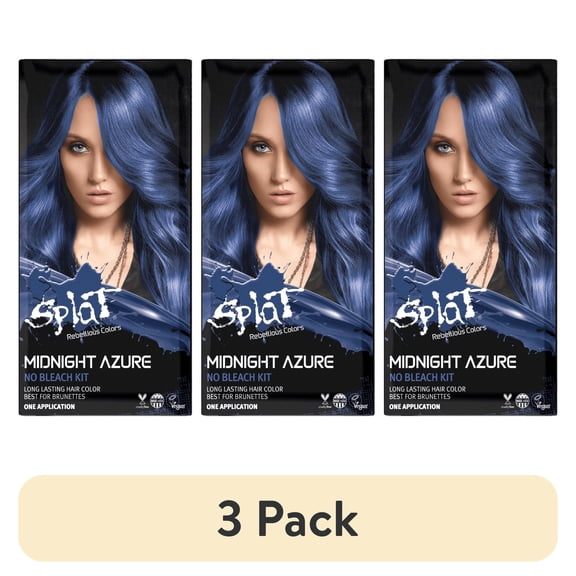(3 pack) Splat Midnight Complete Kit, Semi-Permanent Hair Dye without Bleach, Azure