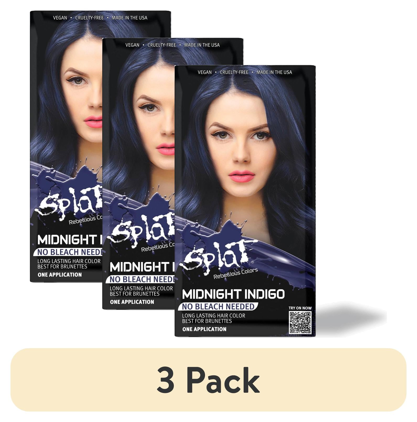 3 pack) Splat Midnight Indigo Hair Dye Kit, Semi-Permanent Blue Hair Color  for Brunettes, Vegan - Walmart.com, image size:1591x1611