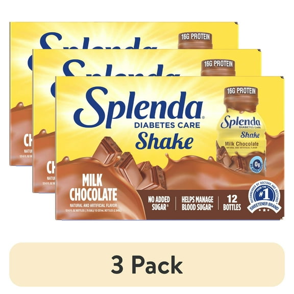 (3 pack) Splenda Diabetic Protein Shakes, to Help Manage Blood Sugar, 8oz Milk Chocolate, 12ct