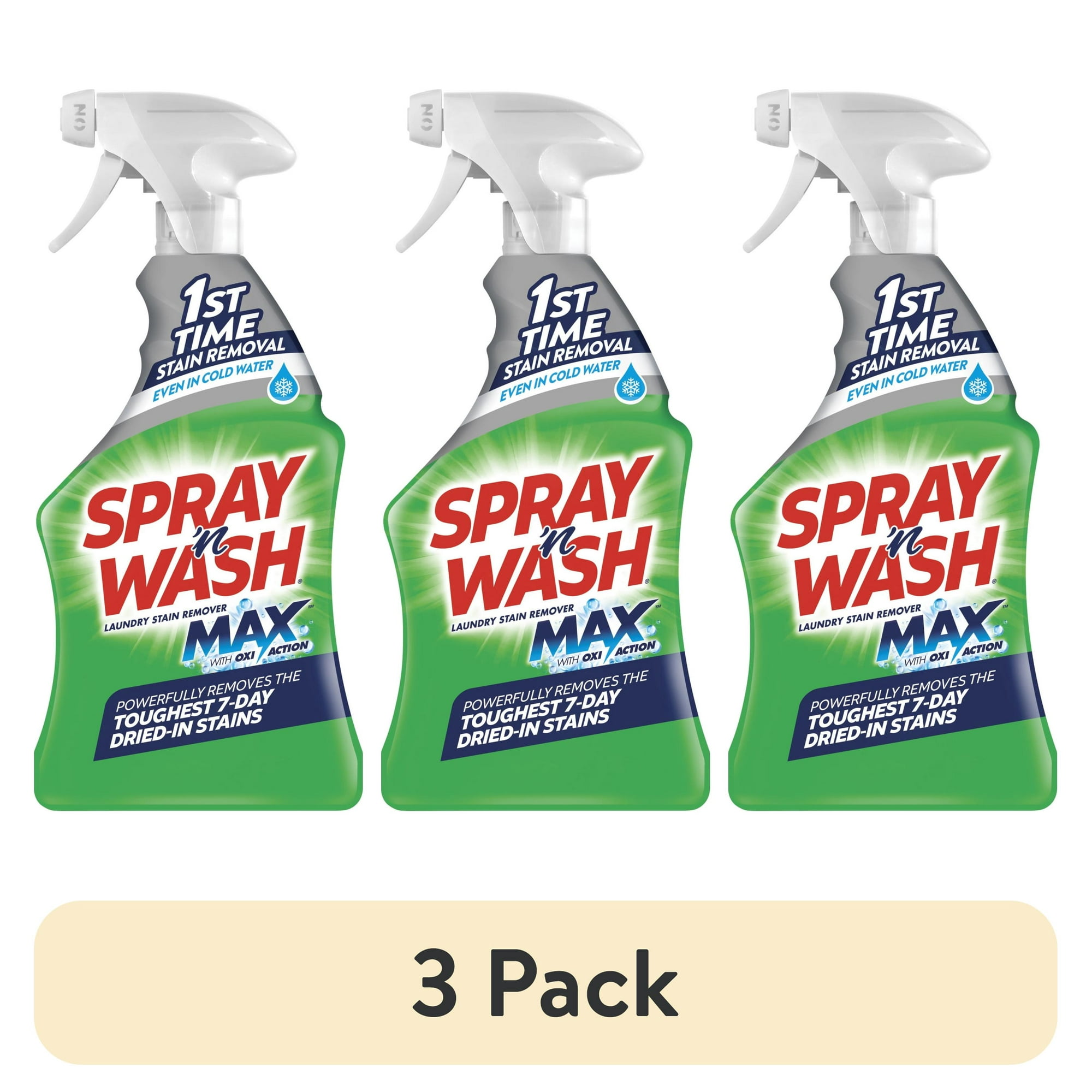 (3 pack) Spray 'n Wash Max Pre-Treatment Laundry Stain Remover Solution Spray, 22oz
