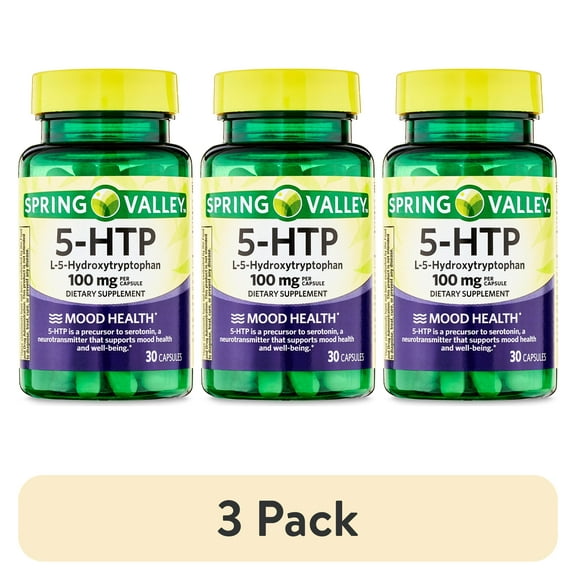 (3 pack) Spring Valley 5-HTP Capsules, 100 mg, 30 Count