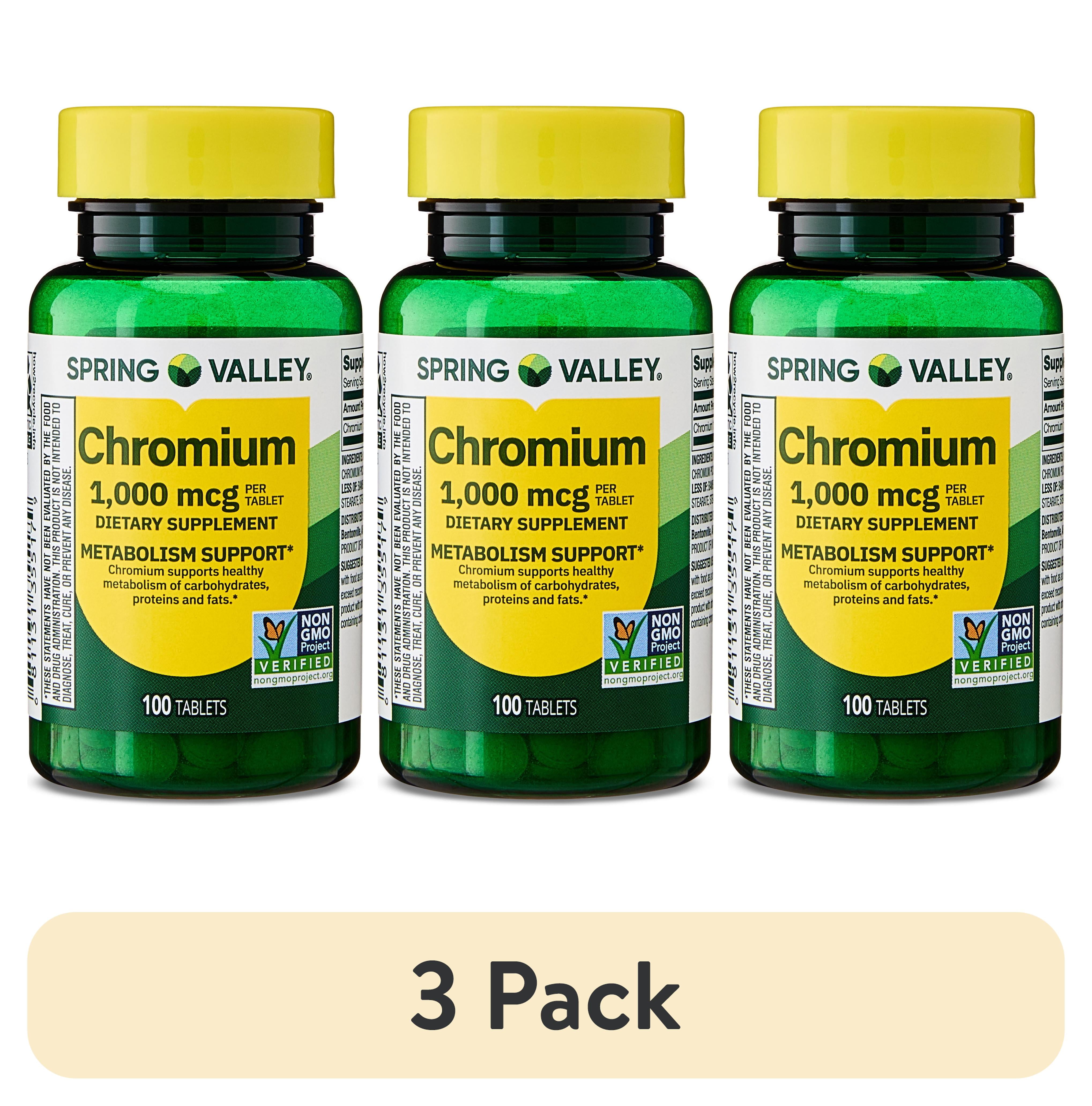 (3 pack) Spring Valley Chromium Metabolism Support Dietary Supplement